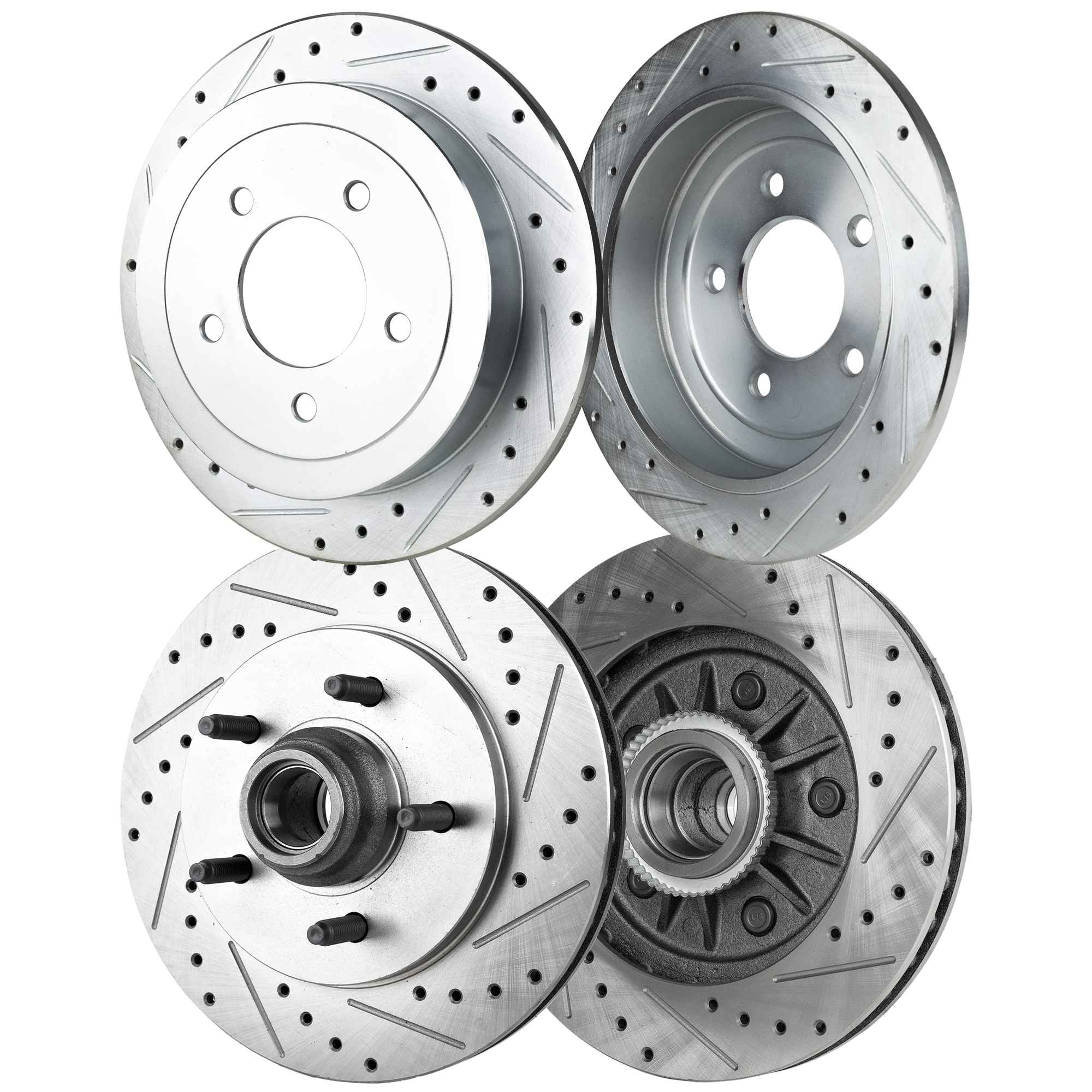 AM EXPEDITION 99-02 F 150-00-03 FRONT AND REAR BRAKE DISC RH AND LH Cross drilled and Slotted 5 Lugs SKU SET STPF27110070DRS4 OEM 19686-54091-66984-145303-49230