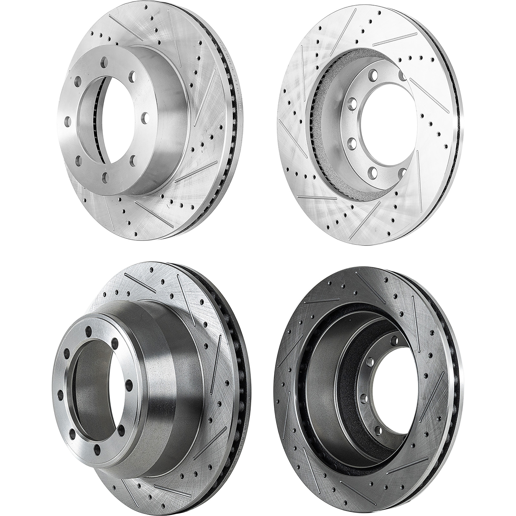 AM F 250 SUPER DUTY F 350 SUPER DUTY 12-22 FRONT AND REAR BRAKE DISC RH AND LH 4 Wheel Set Cross drilled and Slotted SKU SET STPF27110075DRS4 OEM 42292-681016-850349-60054223-6