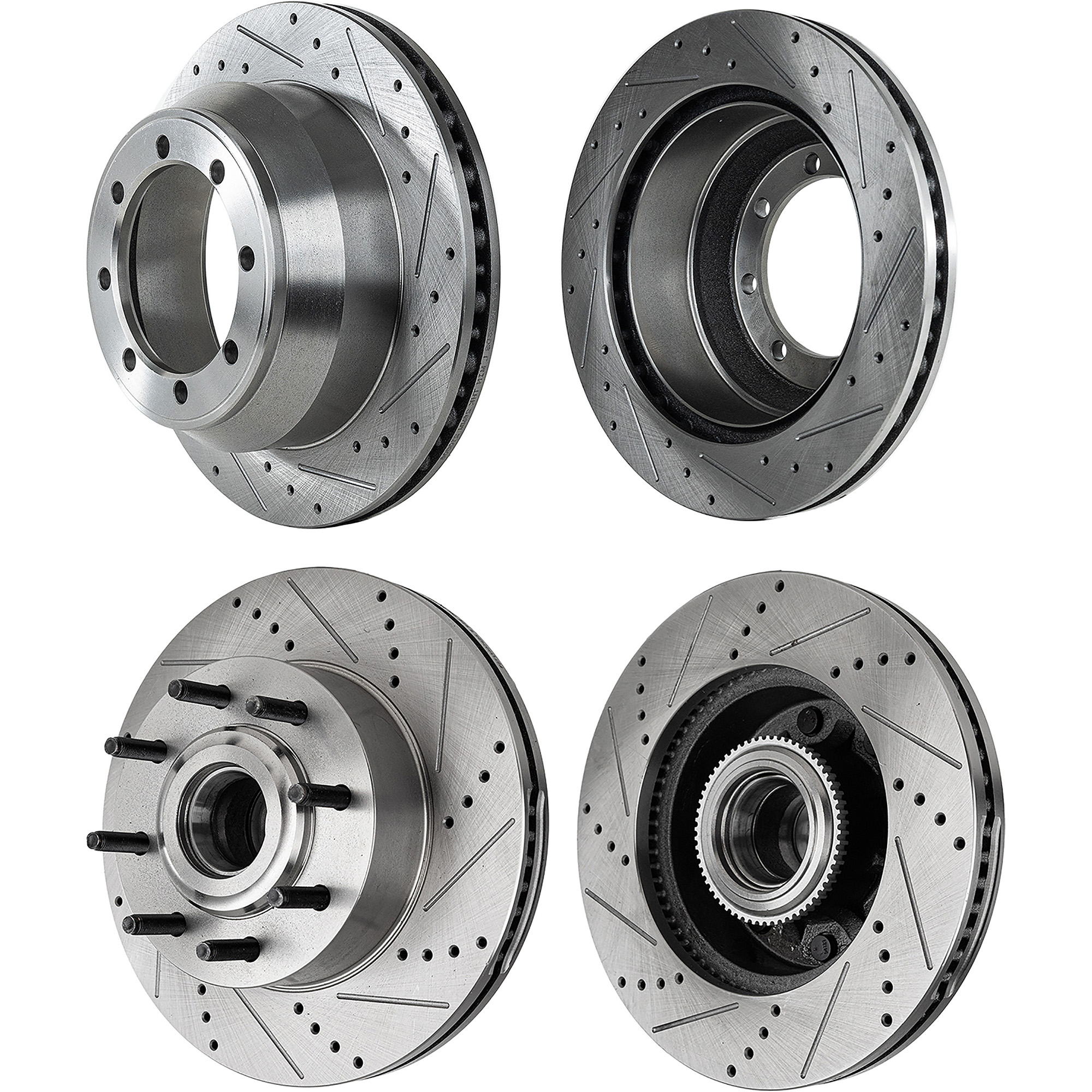 AM F 250 SUPER DUTY F 350 SUPER DUTY 12-21 FRONT AND REAR BRAKE DISC RH AND LH 4 Wheel Set Cross drilled and Slotted SKU SET STPF27110076DRS4 OEM 42293-681778-850348-60054227-6