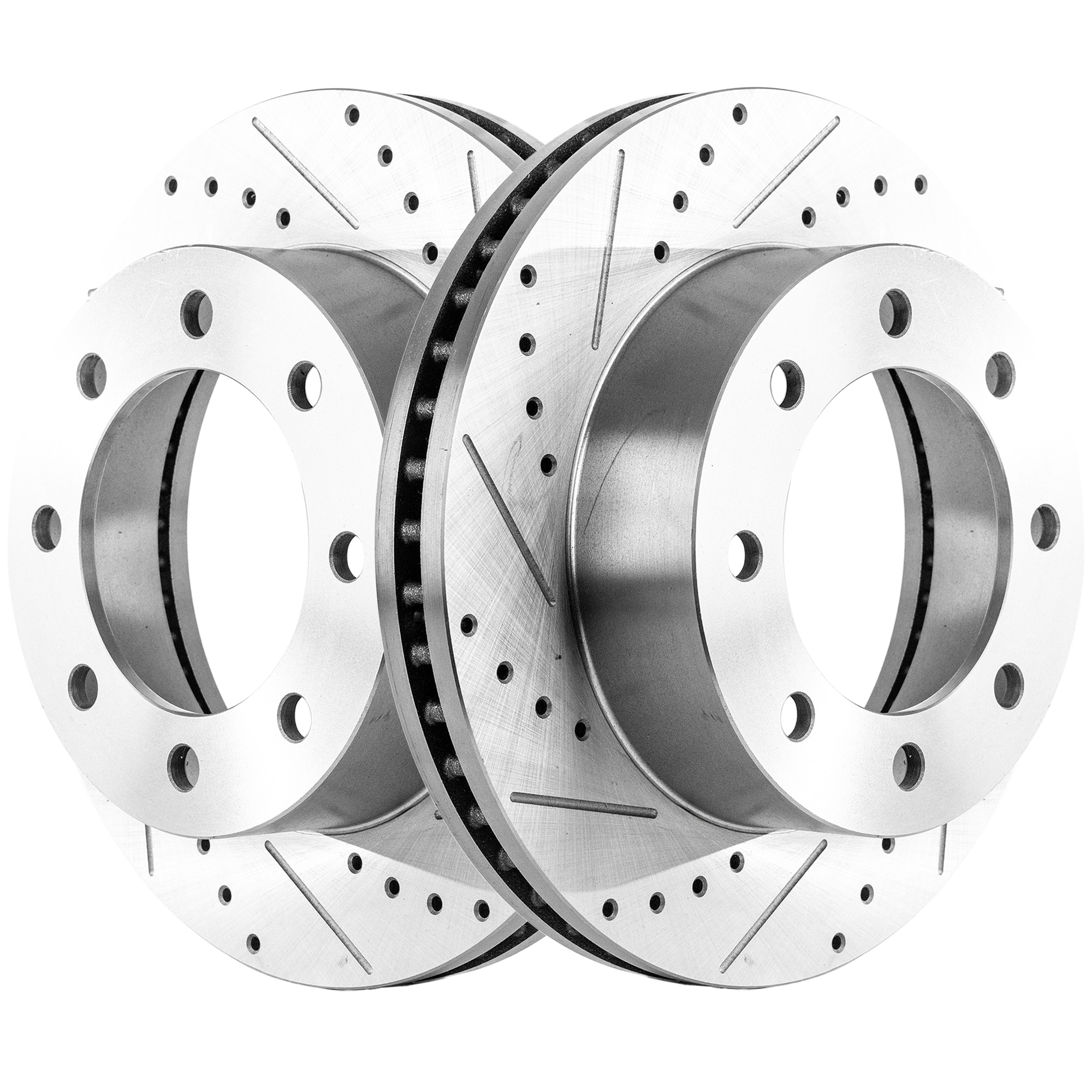 AM F 250 F 350 SUPER DUTY 05-12 FRONT BRAKE DISC RH AND LH Cross drilled and Slotted Vented 8 Lugs Performance Rotor SKU SET STPF27110082DRS2 OEM 54124-680280-52126272-60054198