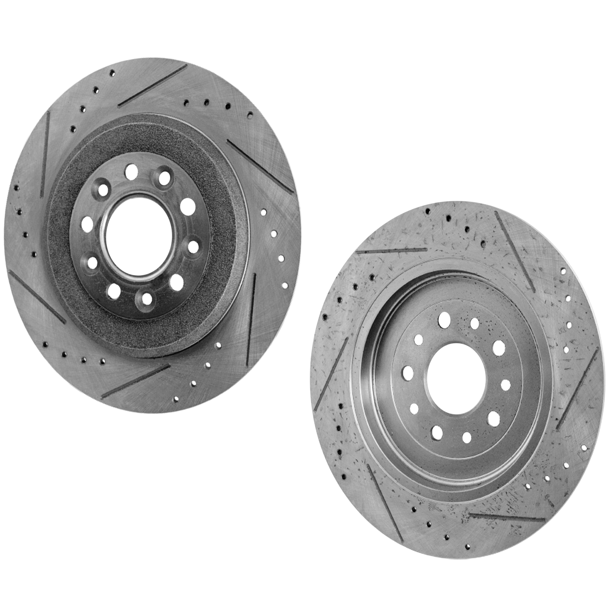 AM EDGE 11-15 MKX 11-15 REAR BRAKE DISC RH AND LH Cross drilled and Slotted SKU SET STPF27110098DRS2 OEM 19362-42146-42266-54125-54165