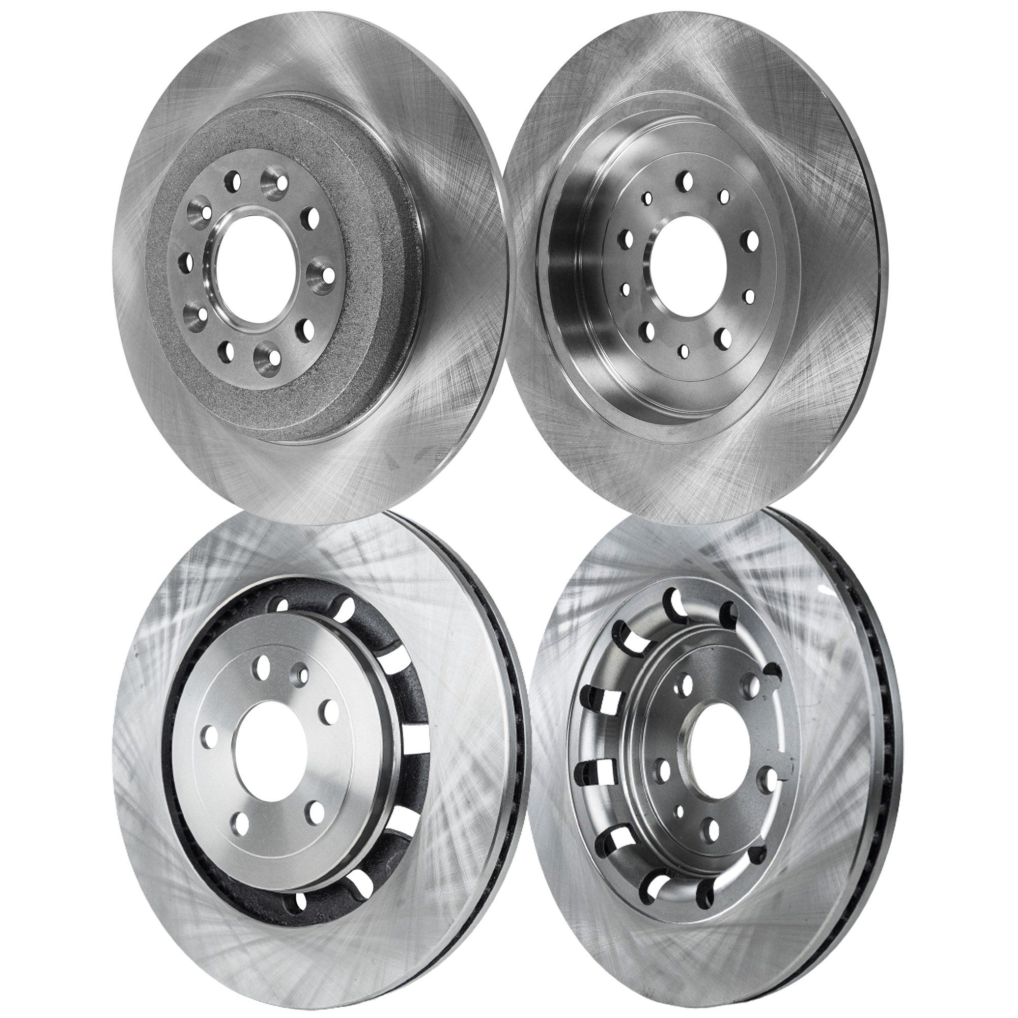 AM MKT 13-19 FRONT AND REAR BRAKE DISC RH AND LH 4 Wheel Set Plain Surface SKU SET STPF27110102-4 A OEM 5F9Z2C026BA DG1Z1125C DG1Z1125