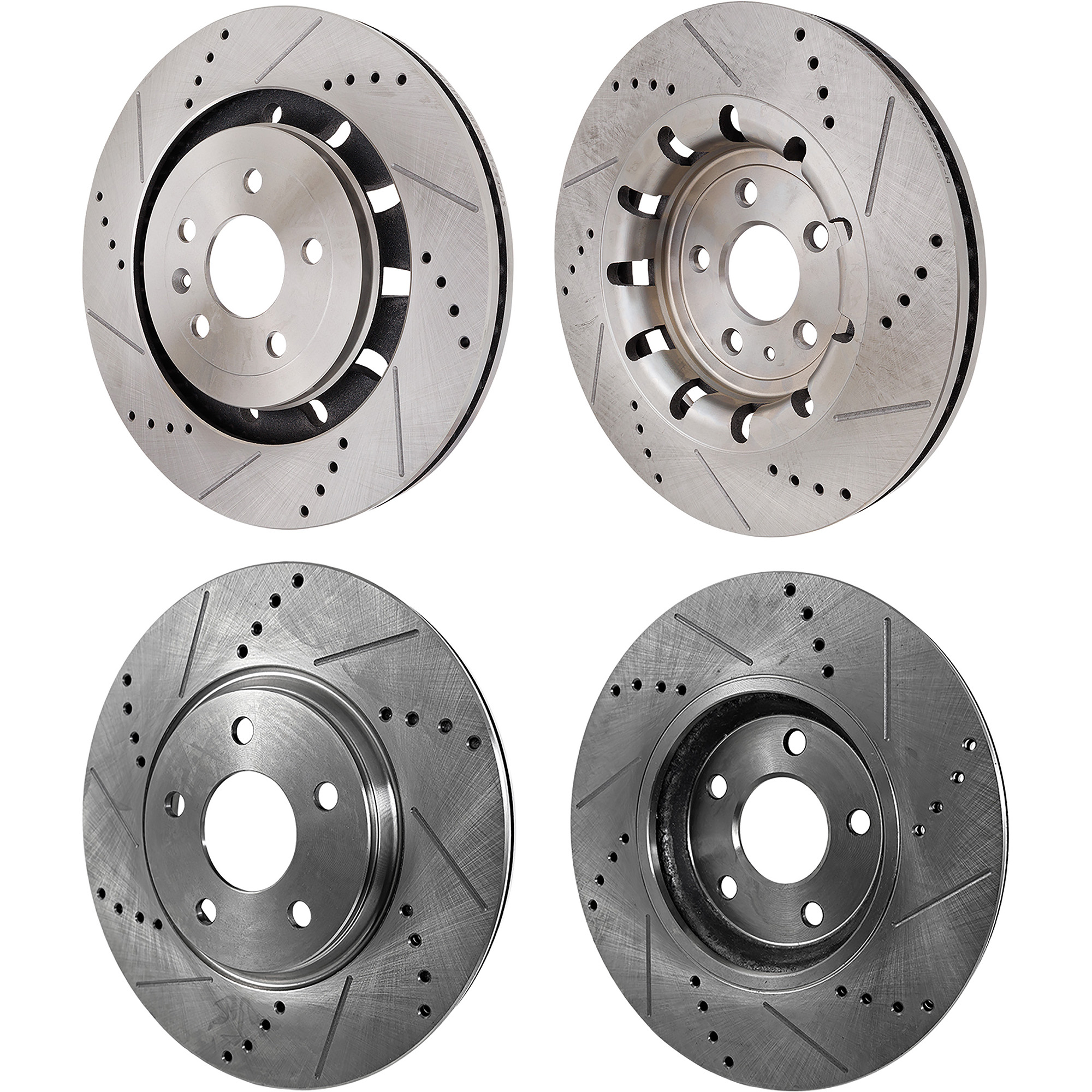 AM EXPLORER FLEX 13-19 FRONT AND REAR BRAKE DISC 4 Wheel Set Cross drilled and Slotted SKU SET STPF27110102DRS4 OEM 42284-850304-60054221-680982PR