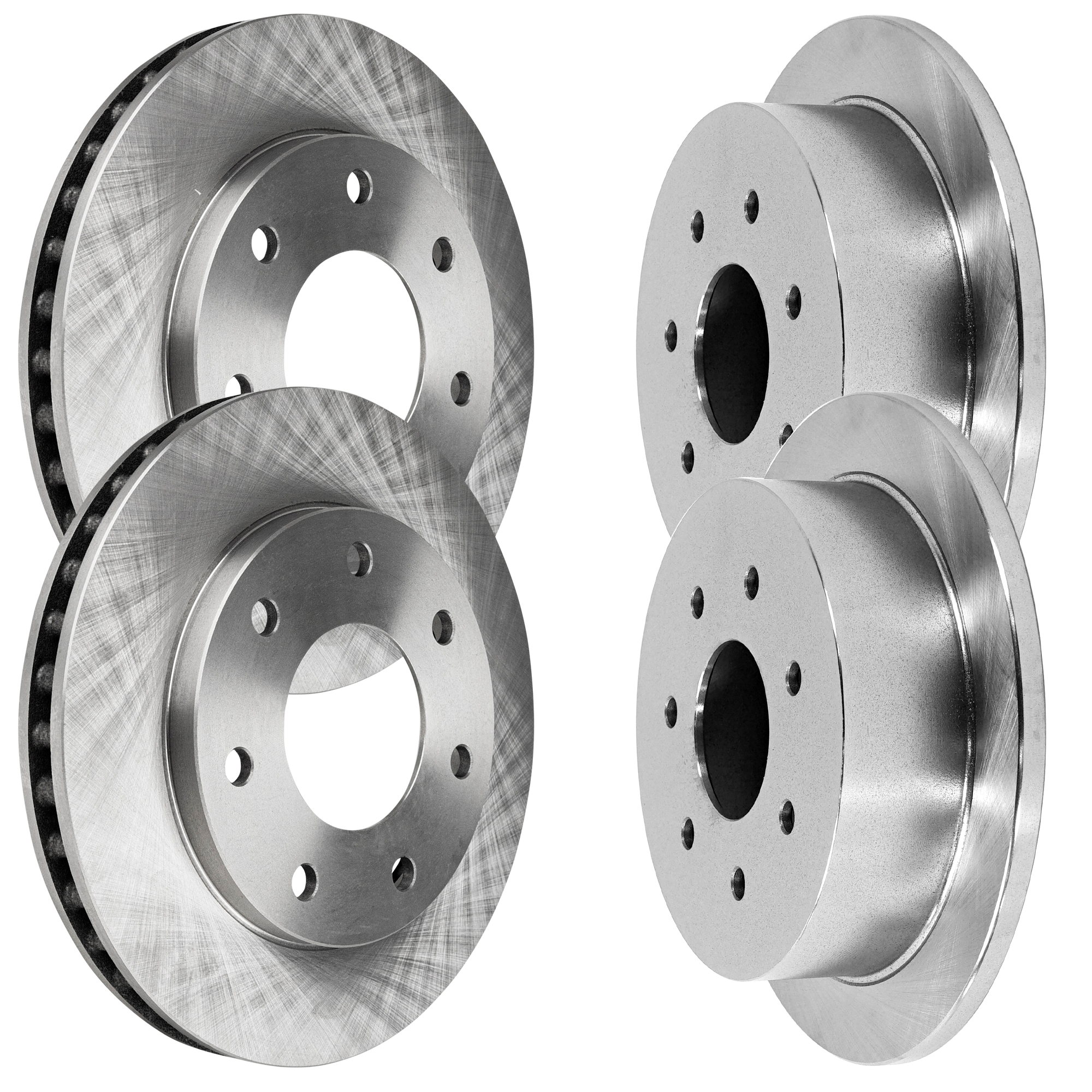 AM F 250-98-99 FRONT AND REAR BRAKE DISC 4 Wheel Set Plain Surface Vented Front Solid Rear 7 Lugs SKU SET STPF27110116-4 OEM F75Z1125AC XL3Z1125BA F75Z2C02