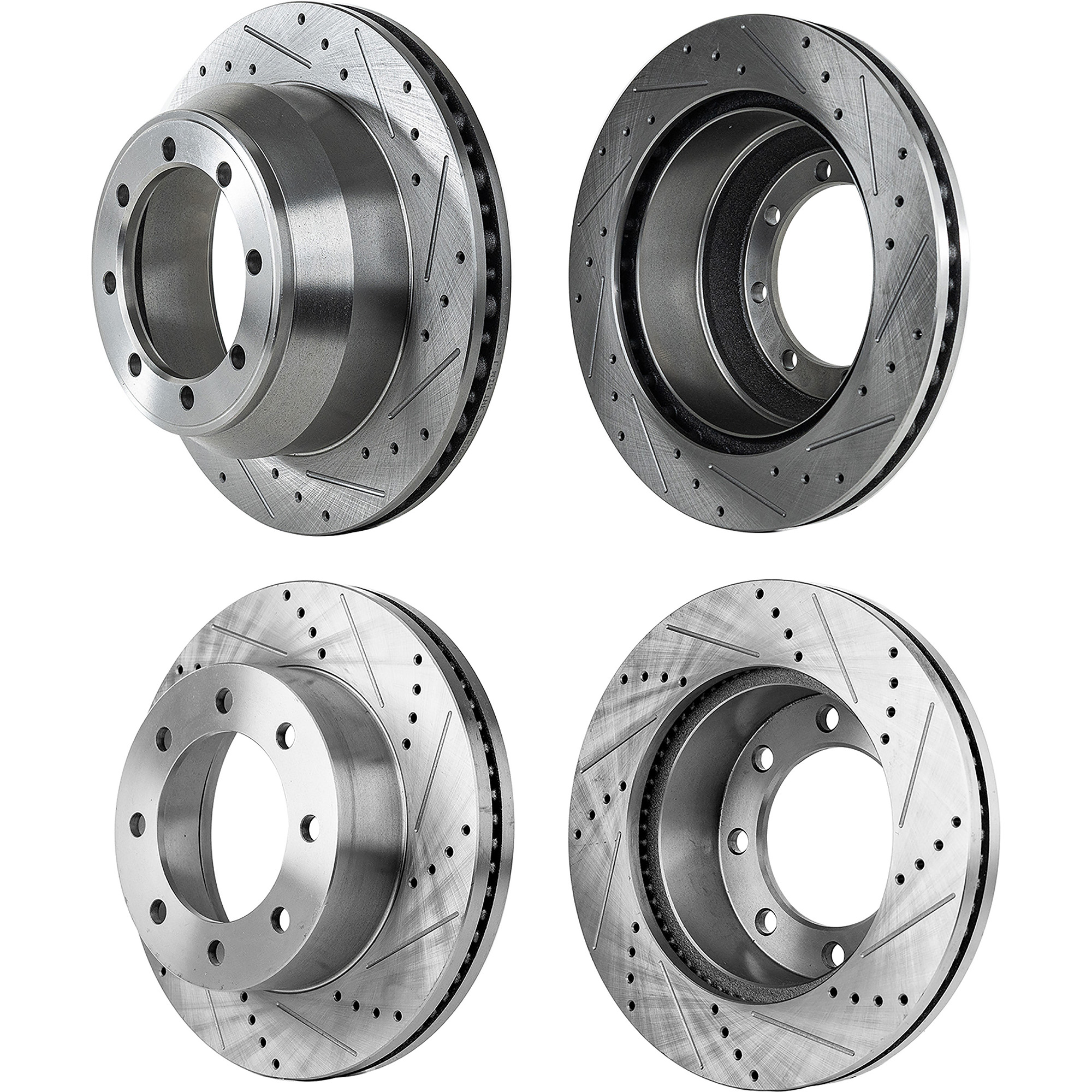 AM F 350 SUPER DUTY 12-12 FRONT AND REAR BRAKE DISC RH AND LH 4 Wheel Set Cross drilled and Slotted SKU SET STPF27110118DRS4 OEM 42293-681778-850348-60054227-6