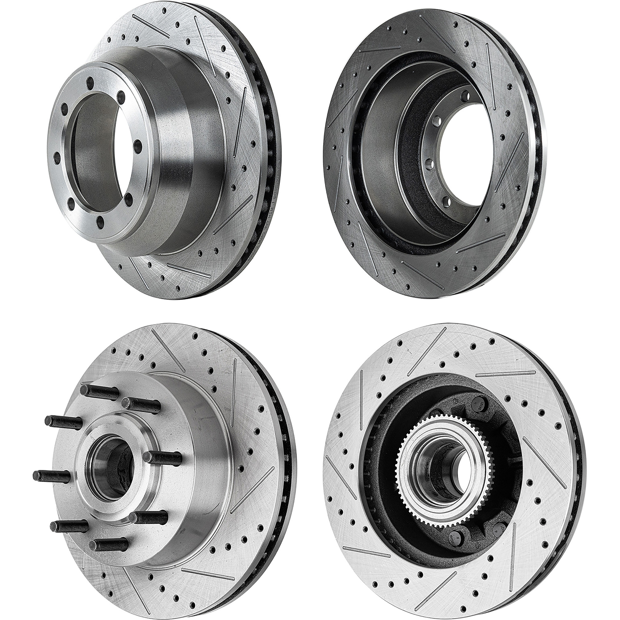 AM F 250 SUPER DUTY F 350 SUPER DUTY 12-12 FRONT AND REAR BRAKE DISC RH AND LH 4 Wheel Set Cross drilled and Slotted SKU SET STPF27110120DRS4 OEM 42259-54160-60411-850066-90036