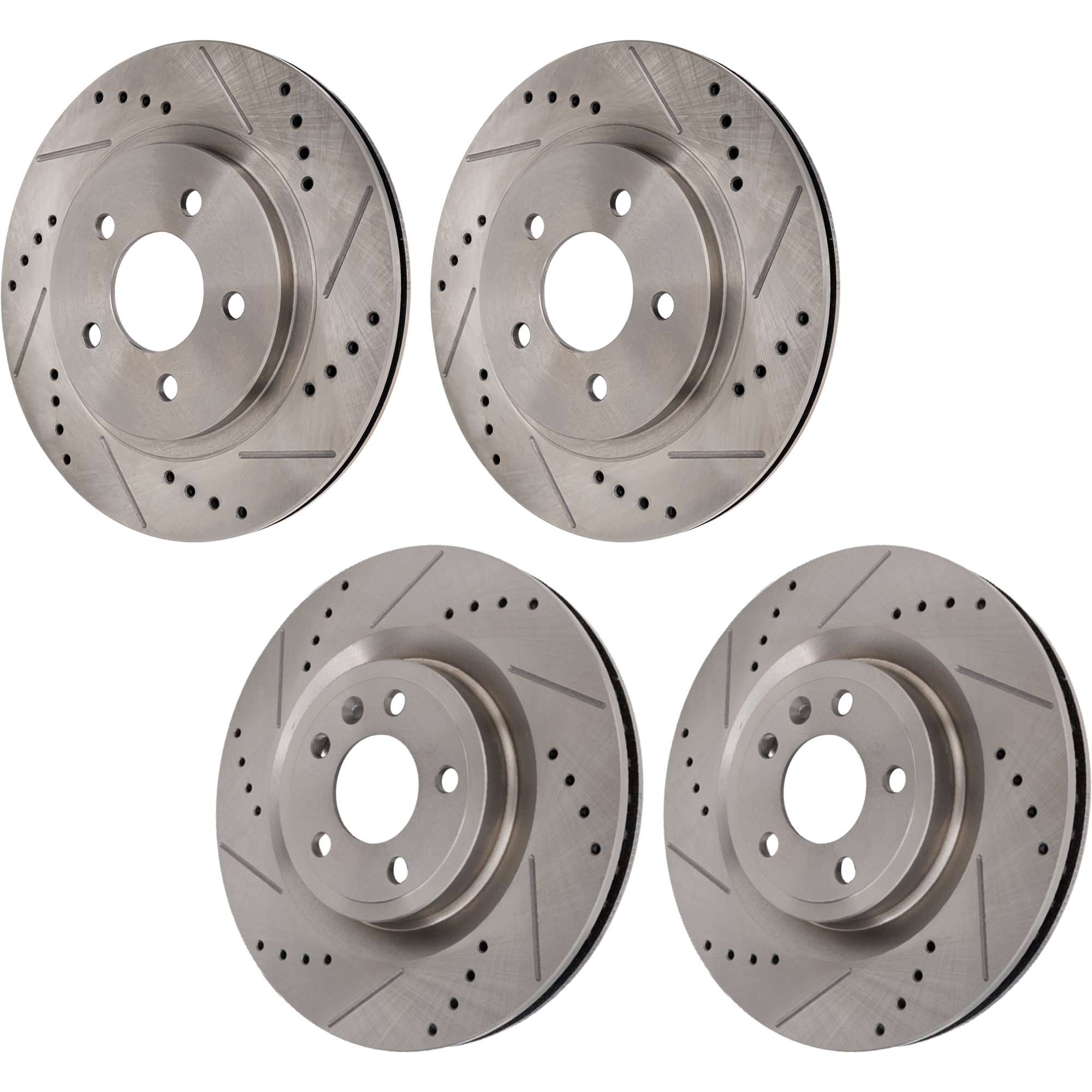 AM MUSTANG 11-14 FRONT AND REAR BRAKE DISC Cross drilled and Slotted Set of 4 SKU SET STPF27110138DRS OEM 42136-54131-900243-60054058-42