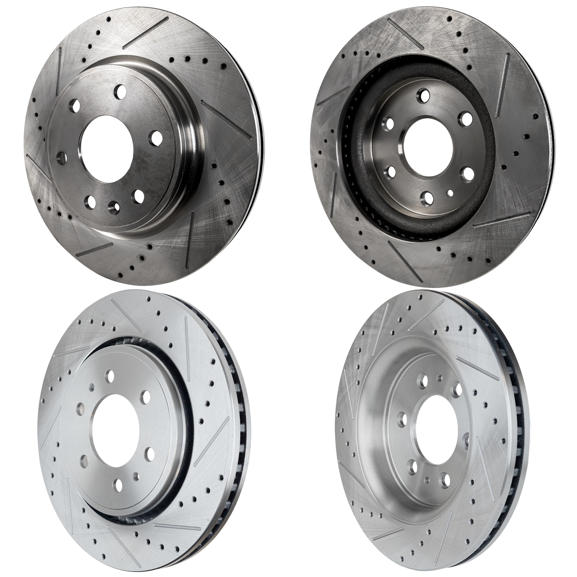 AM ACADIA 07-17 ENCLAVE 08-17 FRONT AND REAR BRAKE DISC RH AND LH 4 Wheel Set Cross drilled and Slotted SKU SET STPG27110001DRS4 OEM 41232-55150-60375-580560-90032