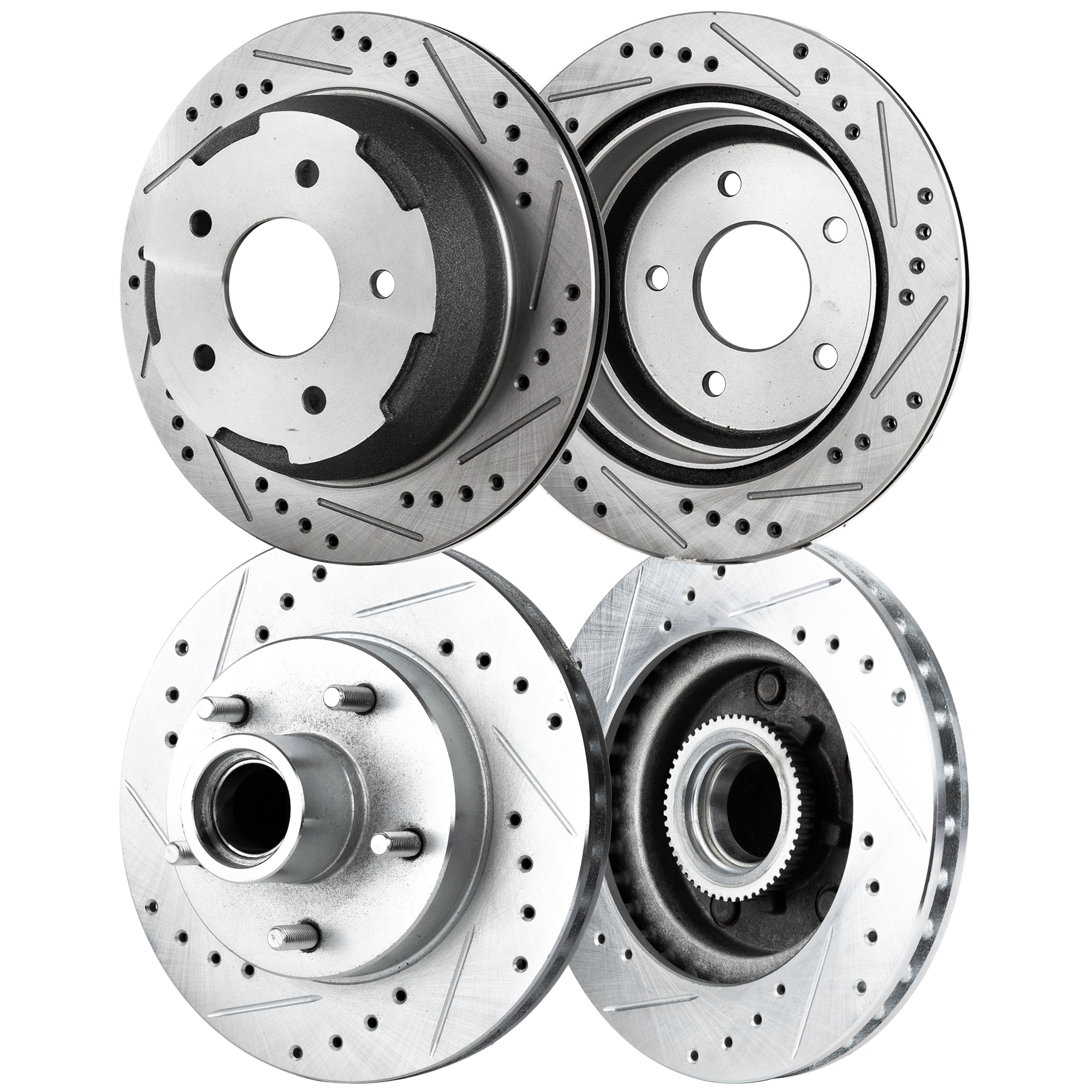 AM JIMMY 97-97 FRONT AND REAR BRAKE DISC RH AND LH 4 Wheel Set Cross drilled and Slotted SKU SET STPG27110006DRS4 OEM 27277-55049-56725-86725-10