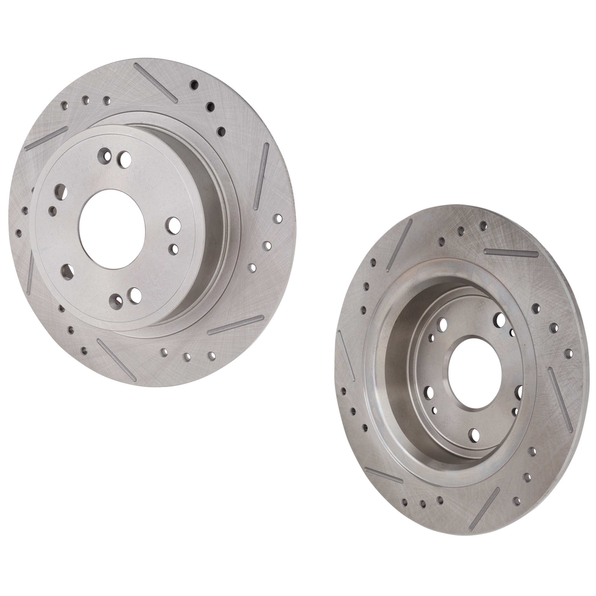 AM TSX 09-14 REAR BRAKE DISC RH AND LH Solid Cross drilled and Slotted 5 Lugs SKU SET STPH27110006DRS2 OEM 31479-44594-44763-0833159-0833