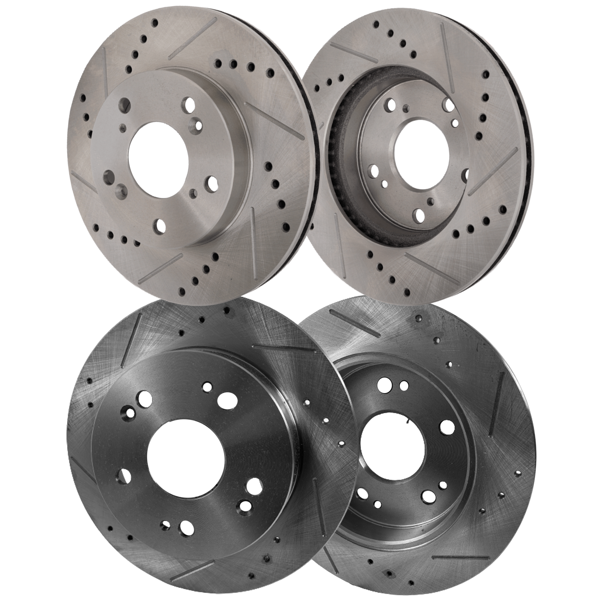 AM CIVIC 12-12 ILX 13-15 FRONT AND REAR BRAKE DISC 4 Wheel Set Cross drilled and Slotted Vented Front Solid Rear 5 Lugs SKU SET STPH27110017DRS OEM 31227-31420-108400-145159-0832