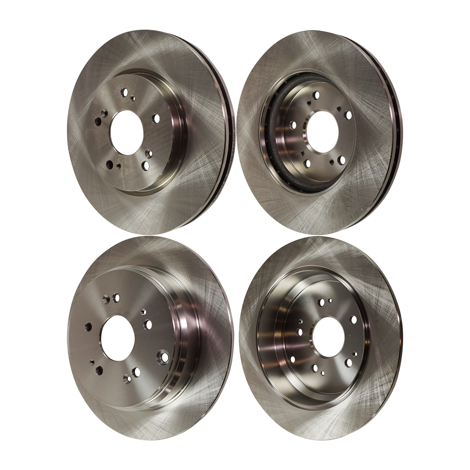 AM CR V 07-16 RDX 07-12 FRONT AND REAR BRAKE DISC 4 Wheel Set Plain Surface Vented Front Solid Rear 5 Lugs SKU SET STPH27110024-4 A OEM 42510SCAE50-42510S9AE50-42510S