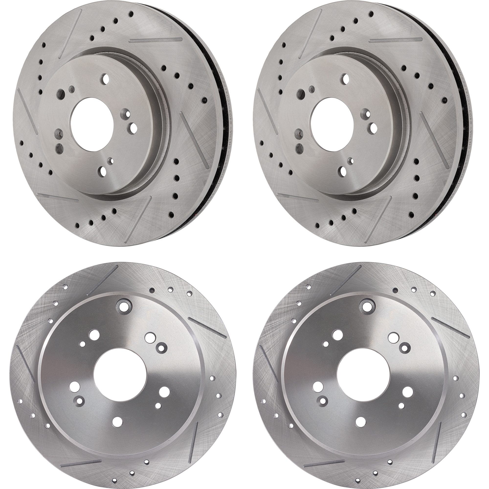 AM CR V 07-16 RDX 07-12 FRONT AND REAR BRAKE DISC RH AND LH 4 Wheel Set Cross drilled and Slotted SKU SET STPH27110024DRS4 OEM 19374-31372-44317-60432-145678