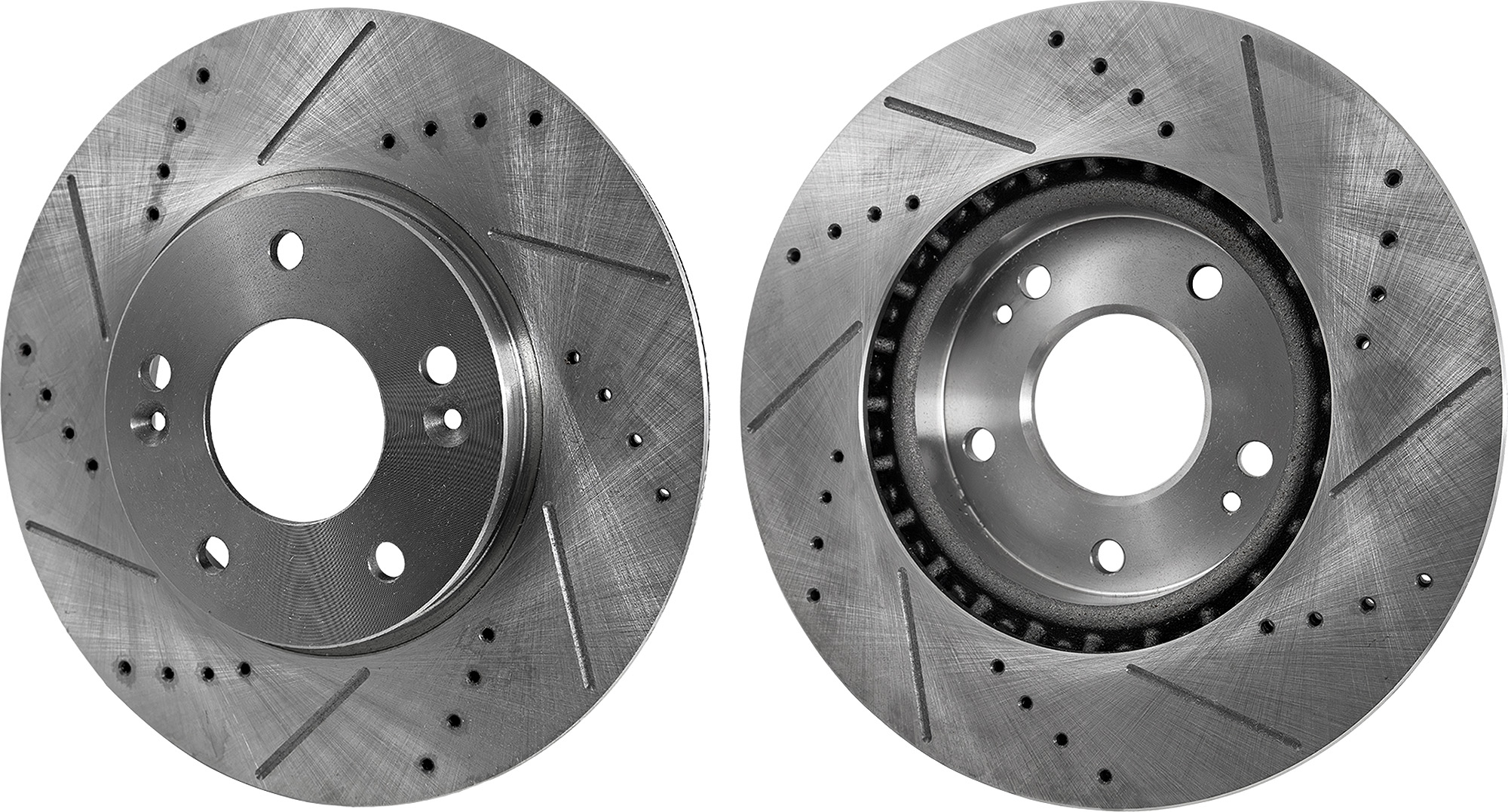 AM ELANTRA 11-18 VELOSTER 12-17 FRONT BRAKE DISC RH AND LH Cross drilled and Slotted SKU SET STPH27110032DRS2 OEM 31584-44745-0833519-0833528-85