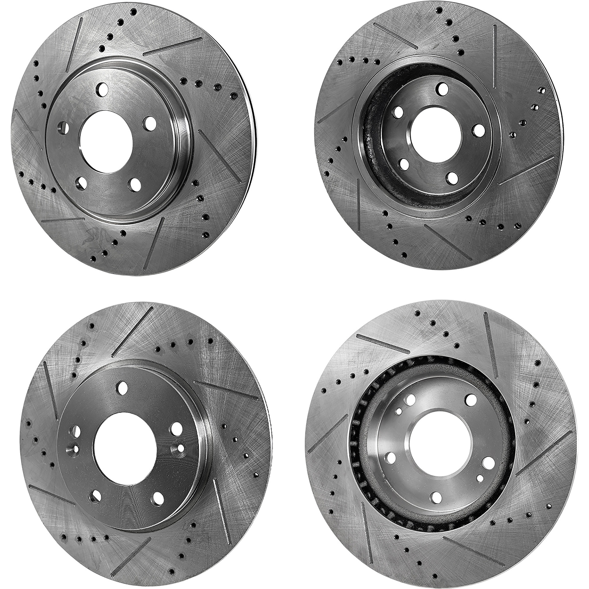 AM FORTE FORTE KOUP FORTE5 SOUL 14-16 FRONT AND REAR BRAKE DISC RH AND LH 4 Wheel Set Cross drilled and Slotted SKU SET STPH27110032DRS4 OEM 31584-44745-0833519-0833528-85