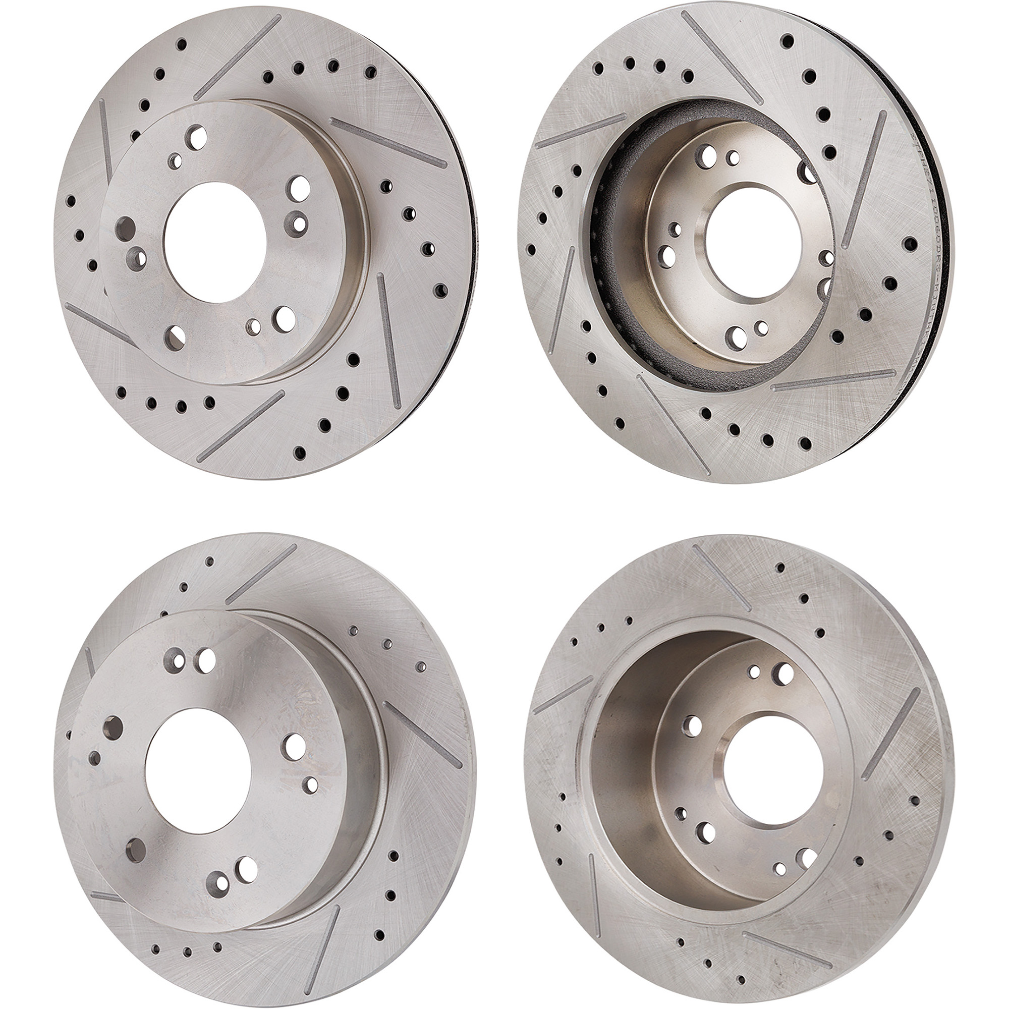 AM CIVIC 06-11 FRONT AND REAR BRAKE DISC RH AND LH 4 Wheel Set Cross drilled and Slotted SKU SET STPH27110060DRS4 OEM 31-227-314-201-084-000-000-000-000