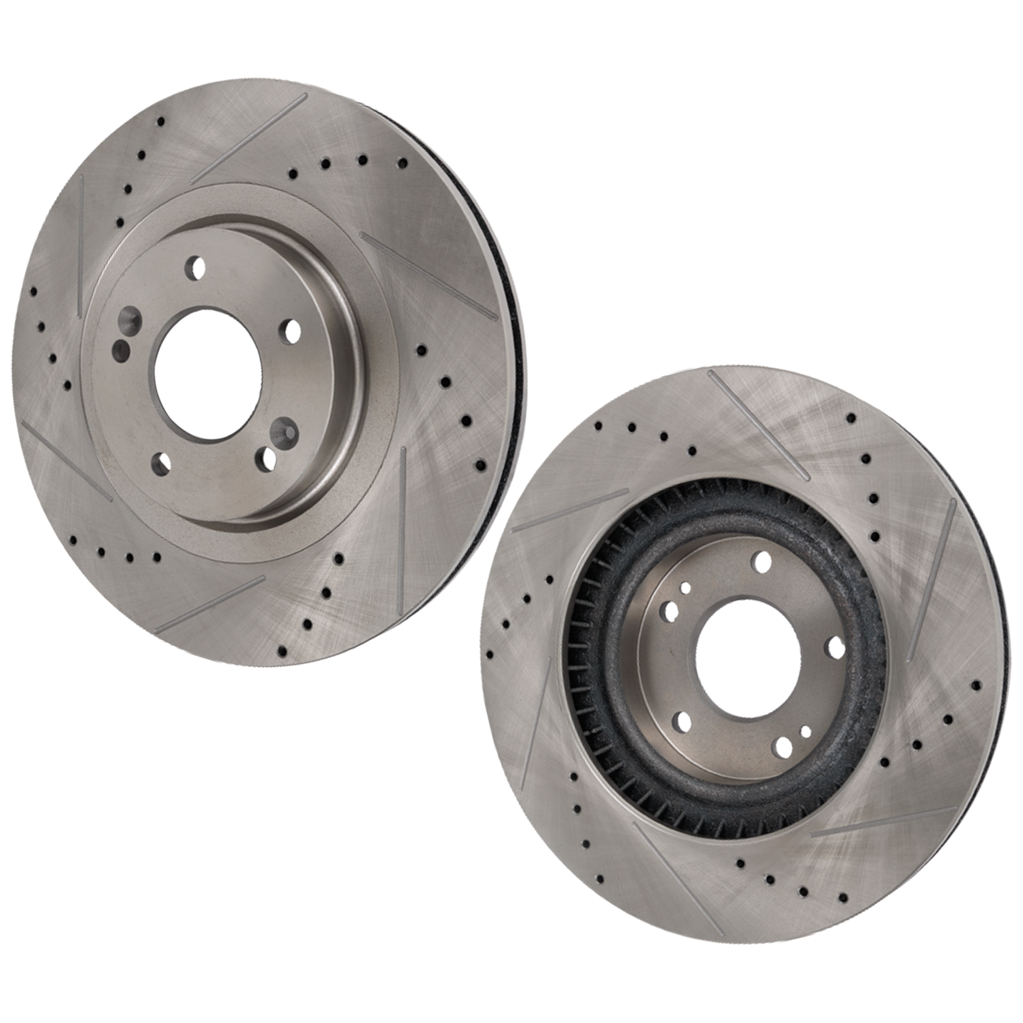 AM SANTA FE 13-19 FRONT BRAKE DISC RH AND LH Drilled and Slotted SKU SET STPH27110070DRS2 OEM 31625-44764-0833577-850353-600