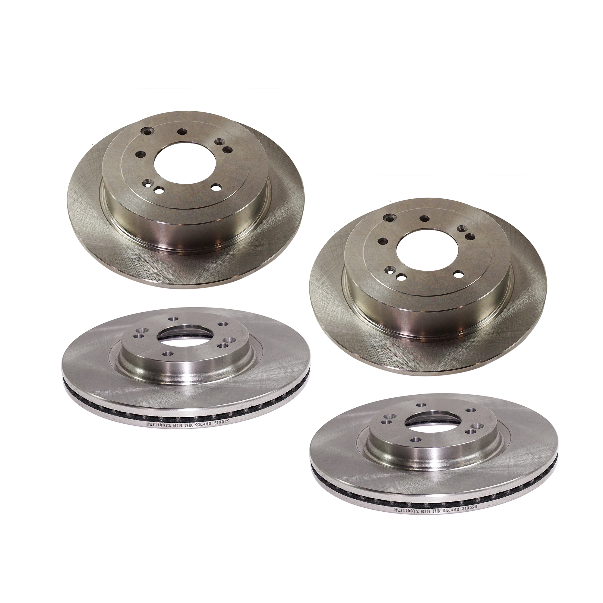 AM SPORTAGE 17-20 TUCSON 16-21 FRONT AND REAR BRAKE DISC RH AND LH 4 Wheel Set Plain Surface Vented Front Solid Rear 5 Lugs SKU SET STPH27110072-4 A OEM 44825-850424-12151051-60003052