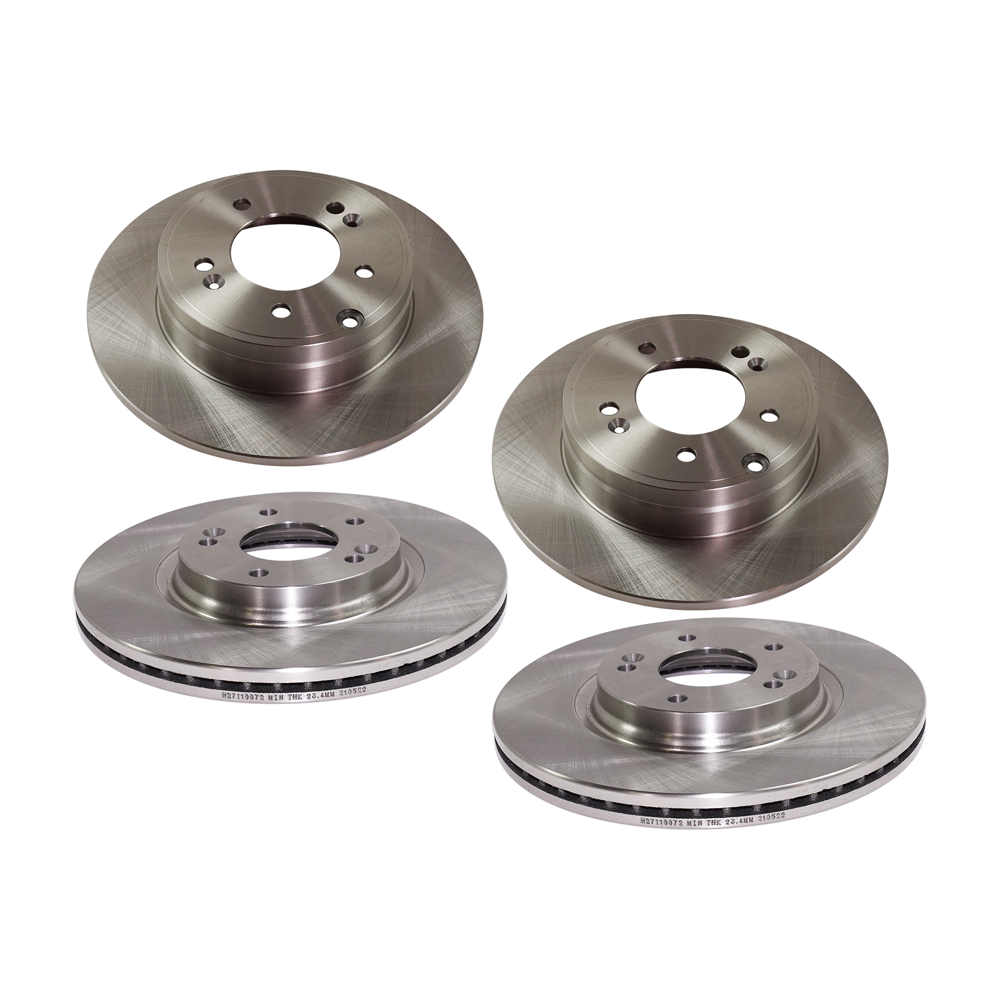 AM OPTIMA 16-20 SONATA 15-19 FRONT AND REAR BRAKE DISC 4 Wheel Set Plain Surface Vented Front Solid Rear 5 Lugs SKU SET STPH27110072-4 B OEM 51712C2000-584110A100