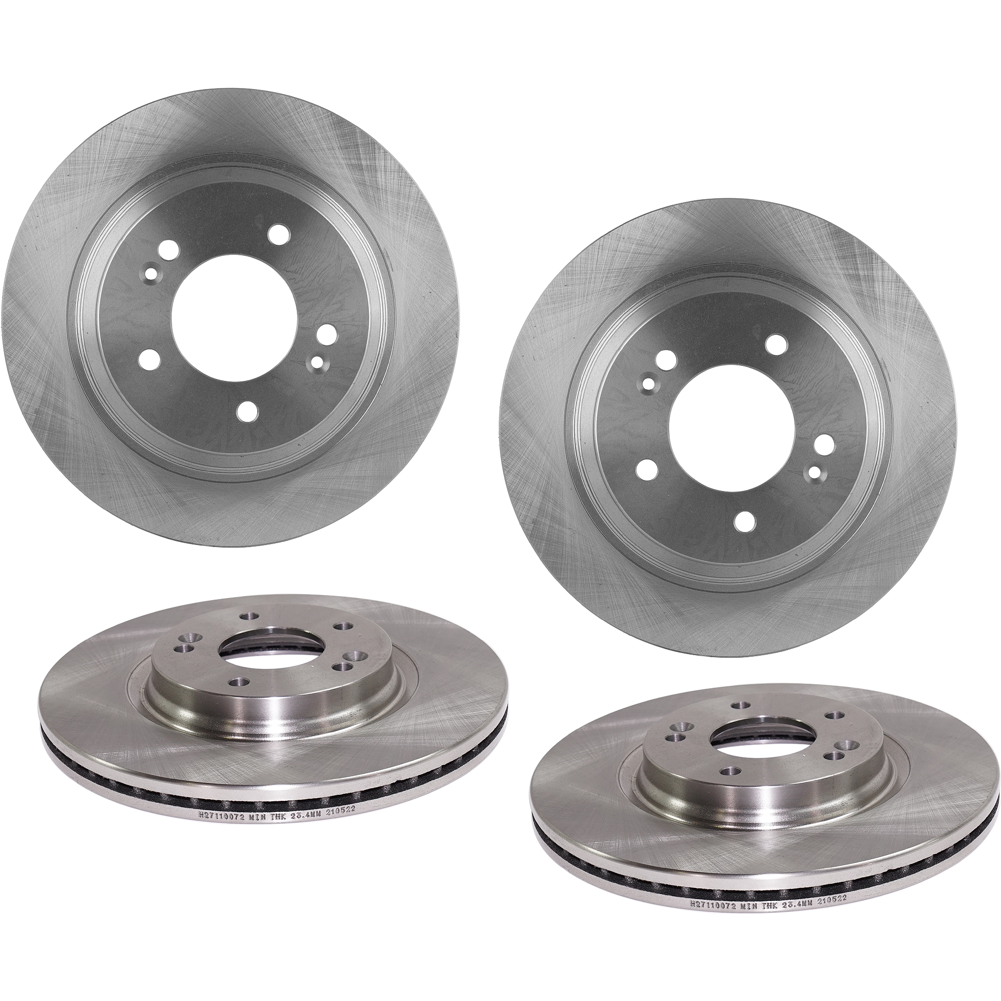 AM SONATA 15-19 FORTE 21-22 FRONT AND REAR BRAKE DISC RH AND LH Plain Surface Front Vented Rear Solid 5 Lugs SKU SET STPH27110072-4 C OEM 44766-850354-60021014-901430G