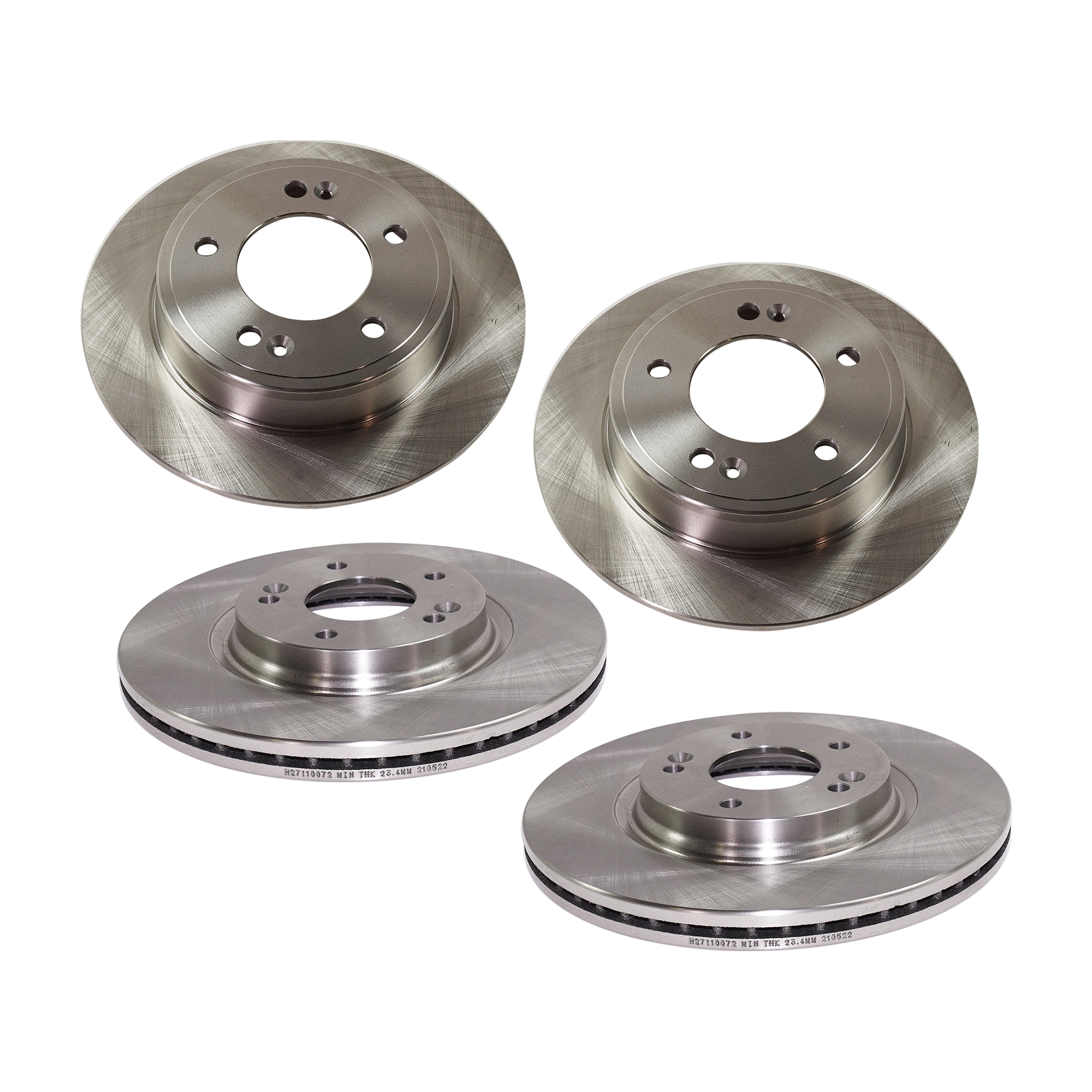 AM ELANTRA 17-20 FORTE 20-22 FRONT AND REAR BRAKE DISC 4 Wheel Set Plain Surface Front Vented Rear Solid 5 Lugs SKU SET STPH27110072-4 D OEM 44746-0833529-850287-60003037