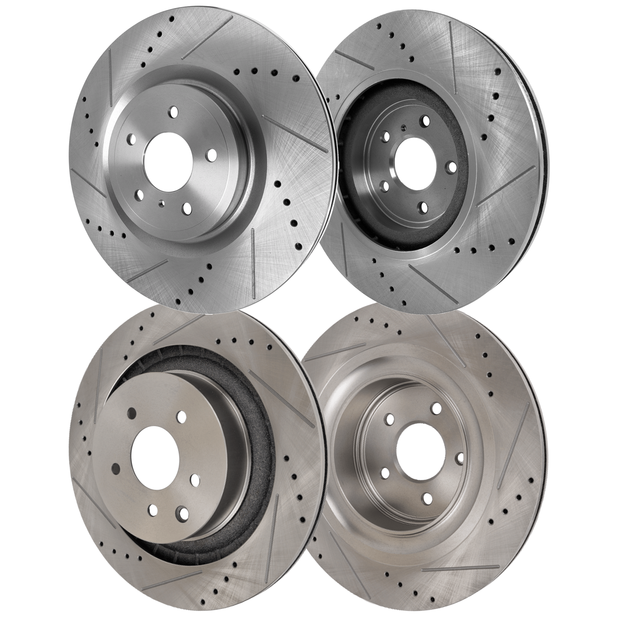 AM G37-08-13-370Z 09-20 FRONT AND REAR BRAKE DISC 4 Wheel Set Cross drilled and Slotted 5 Lugs Cast Iron SKU SET STPI27110007DRS4 OEM 31517-44619-850134-900722-6006