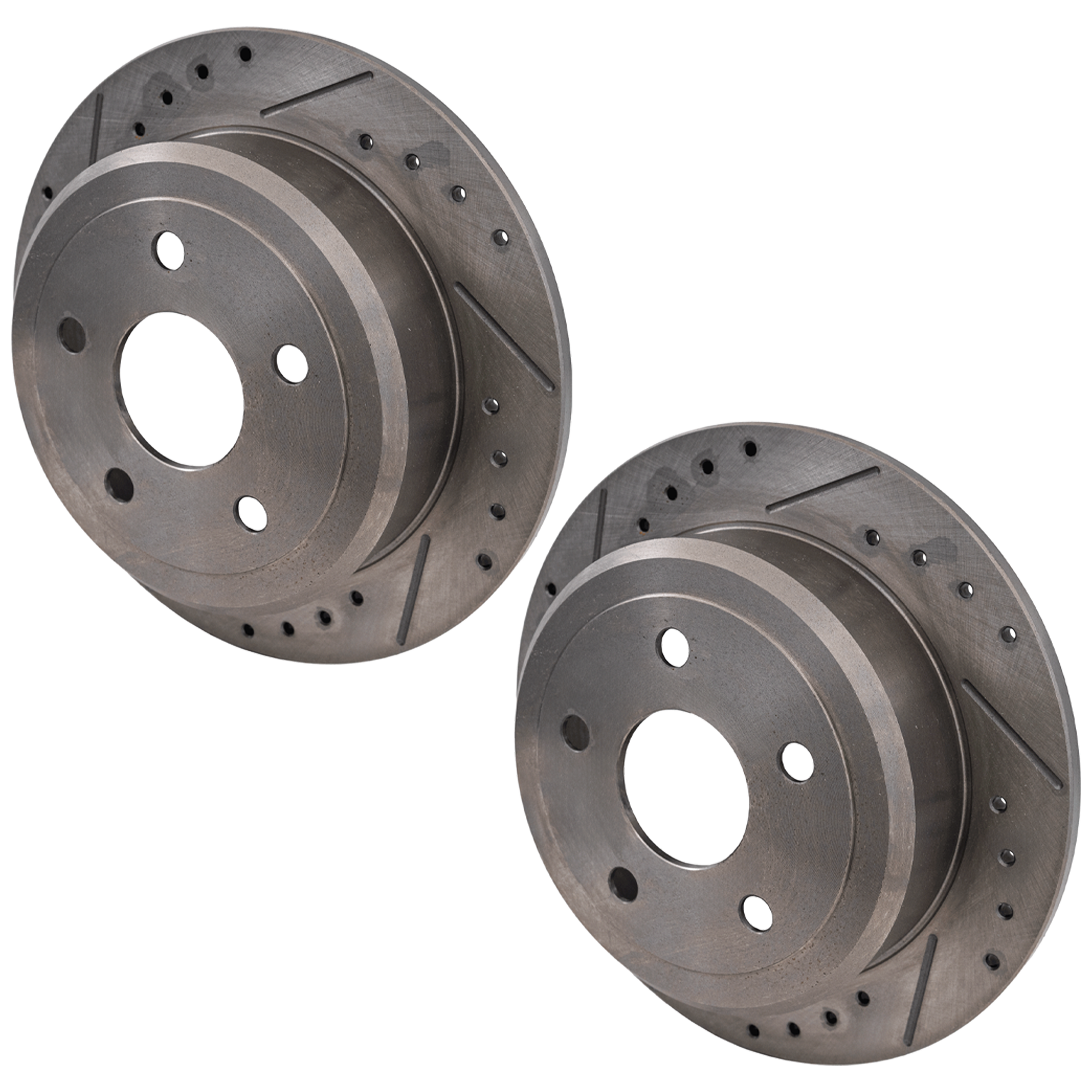 AM WRANGLER 07-17 WRANGLER JK 18-18 REAR BRAKE DISC RH AND LH 2 Wheel Set Cross drilled and Slotted SKU SET STPJ27120001DRS2 OEM 53041-60373-780519-900326-6004