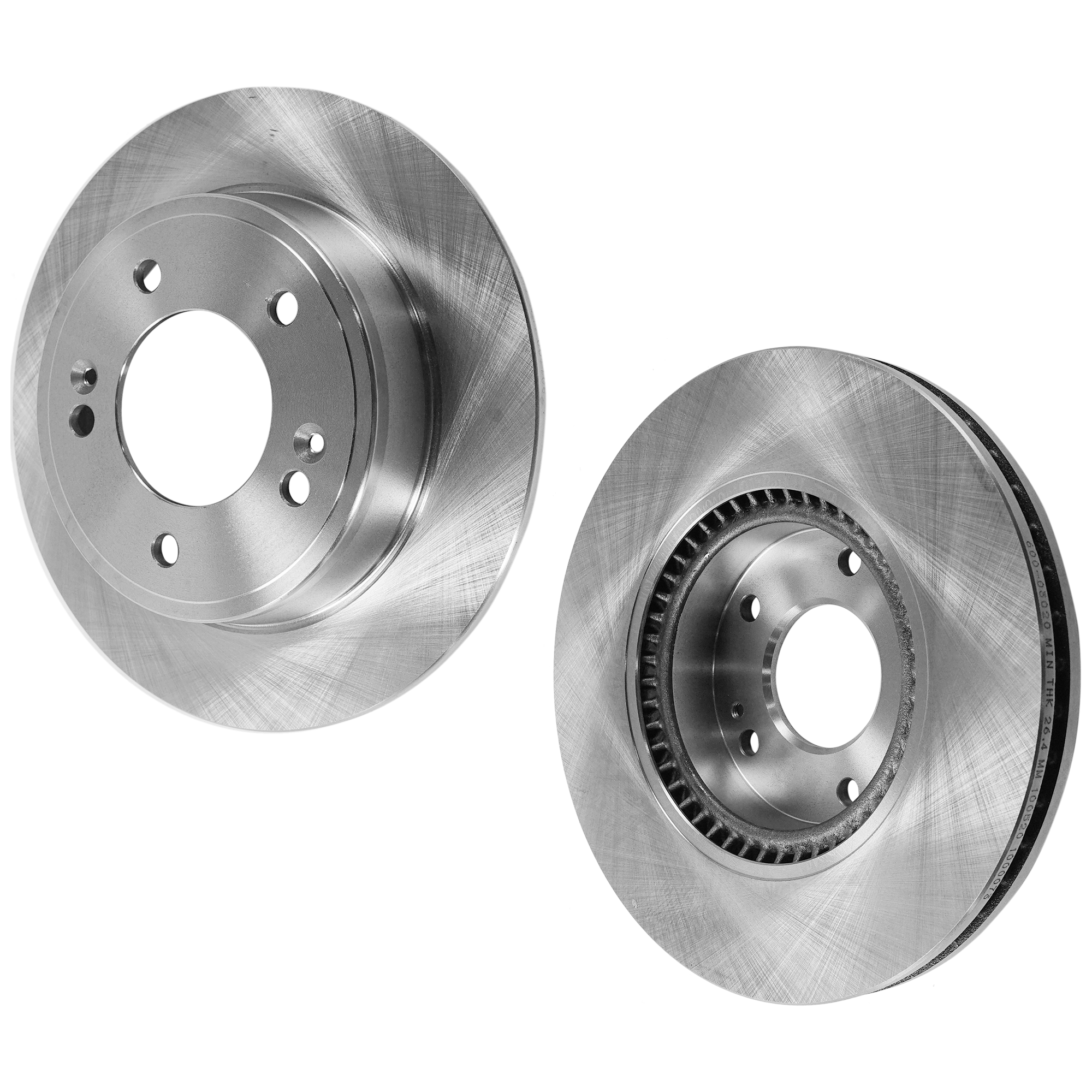 AM VELOSTER 13-17 FORTE5-14-18 FRONT AND REAR BRAKE DISC 2 Wheel Set Plain Surface Front Vented Rear Solid 5 Lugs SKU SET STPK27110020 OEM 44746-0833529-850287-60003037
