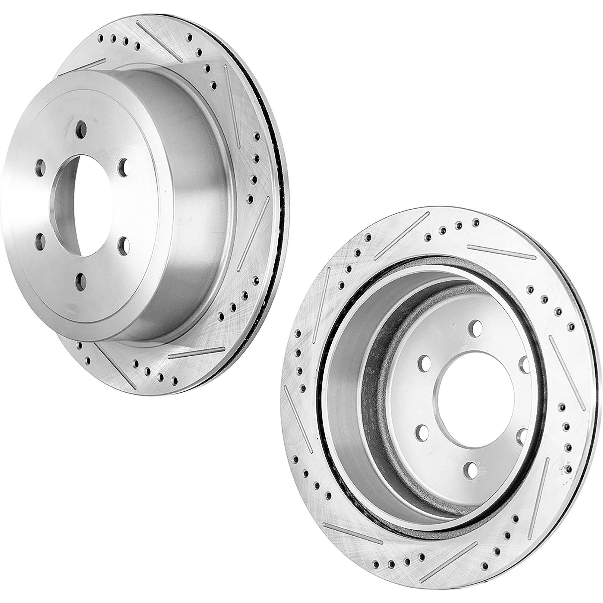 AM GX460-4RUNNER 10-22 FRONT BRAKE DISC RH AND LH Drilled and Slotted SKU SET STPL27110015DRS2 OEM 31554-44714-44819-0833465-8501