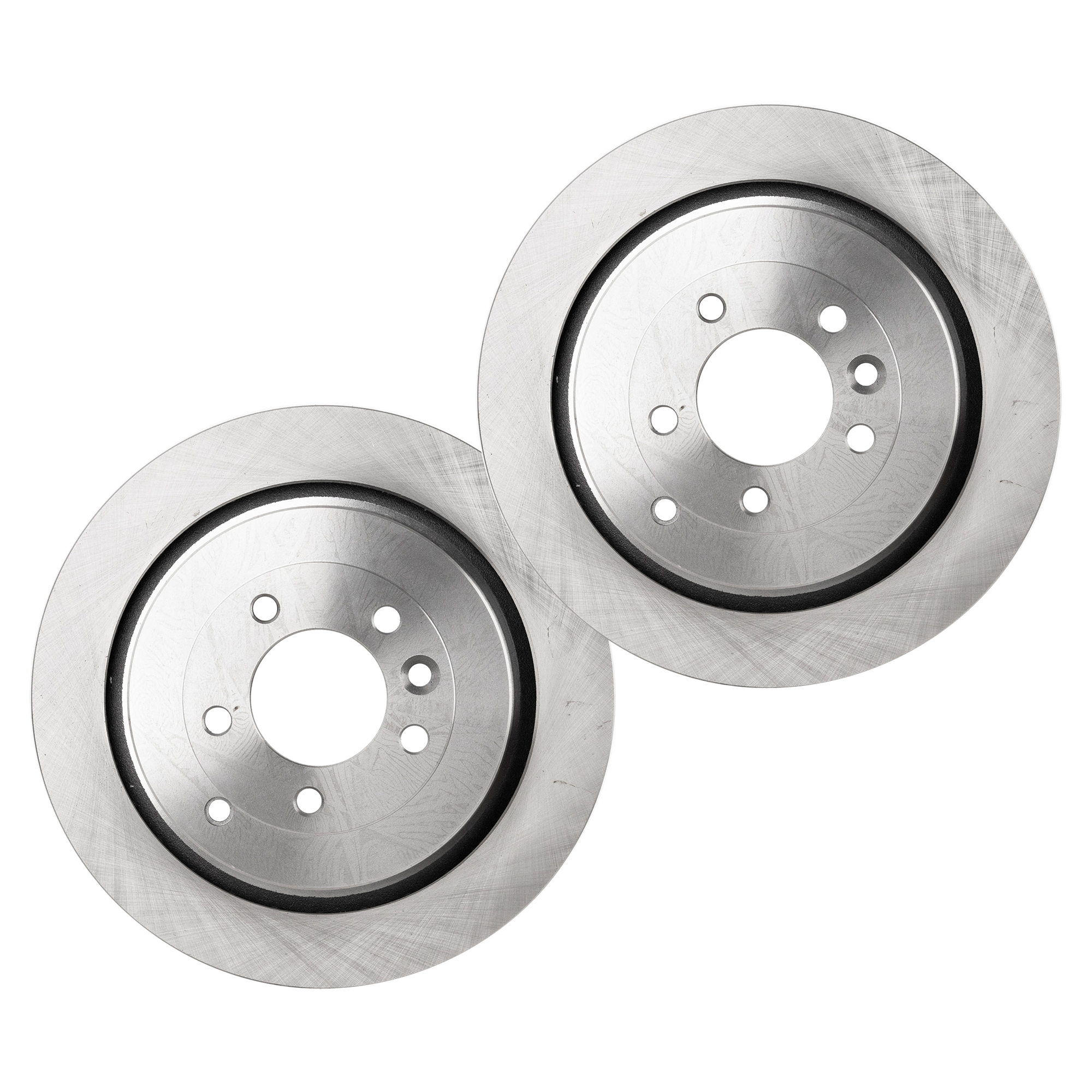 AM LR3-05-09 LR4-10-16 REAR BRAKE DISC RH AND LH Plain Surface 5 Lugs 2 Wheel Set SKU SET STPL27110024-2 OEM SDB000644 SDB000646