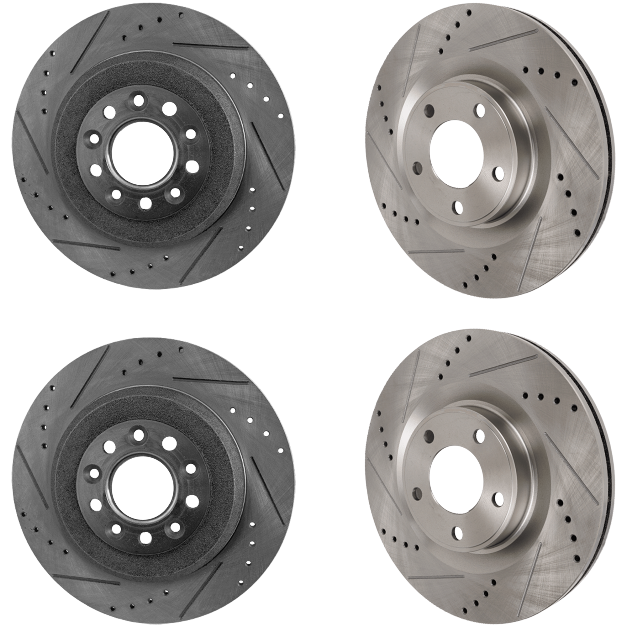 AM EDGE 11-14 MKX 11-15 FRONT AND REAR BRAKE DISC RH AND LH 4 Wheel Set Cross drilled and Slotted SKU SET STPL27110042DRS4 OEM 19362-42146-42266-54125-54165