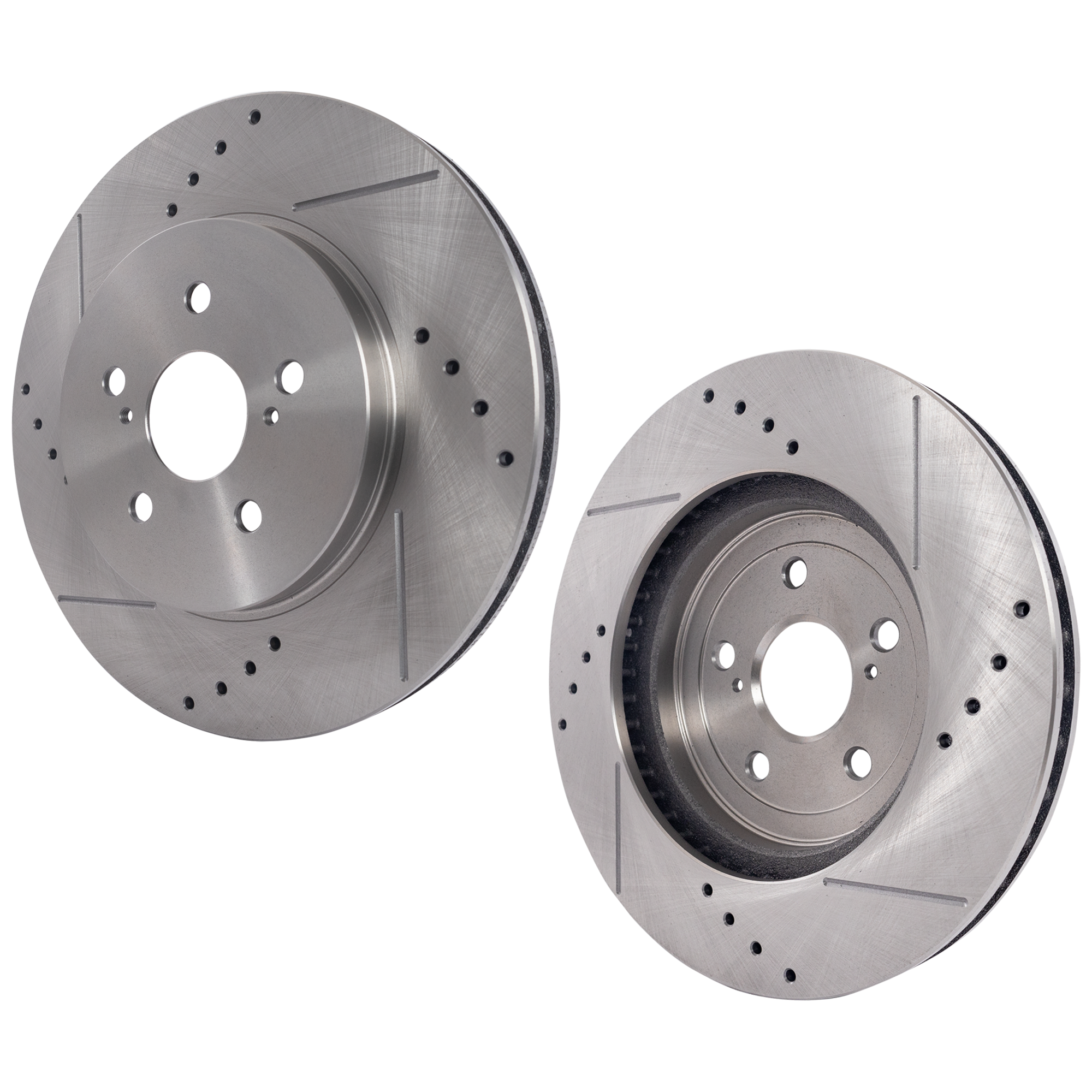 AM RX330-04-06 RX350-07-09 FRONT BRAKE DISC RH AND LH Cross drilled and Slotted SKU SET STPL27110057DRS2