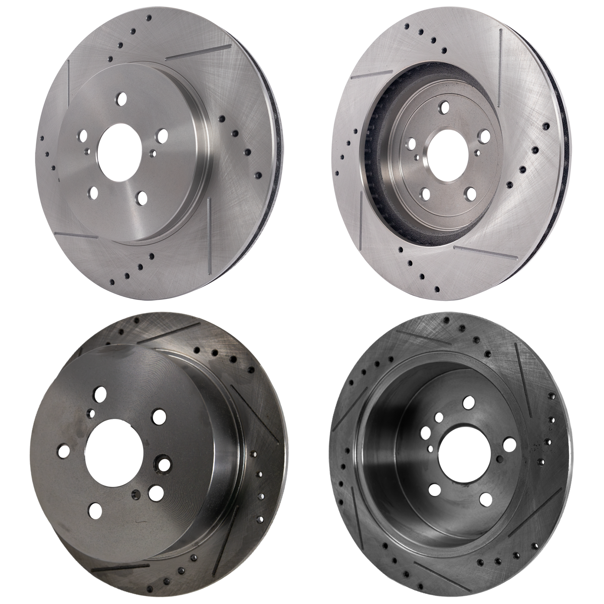 AM HIGHLANDER 06-07 RX330-04-06 FRONT AND REAR BRAKE DISC 4 Wheel Set Cross drilled and Slotted SKU SET STPL27110057DRS4 OEM 31356-145549-0832975-48880211