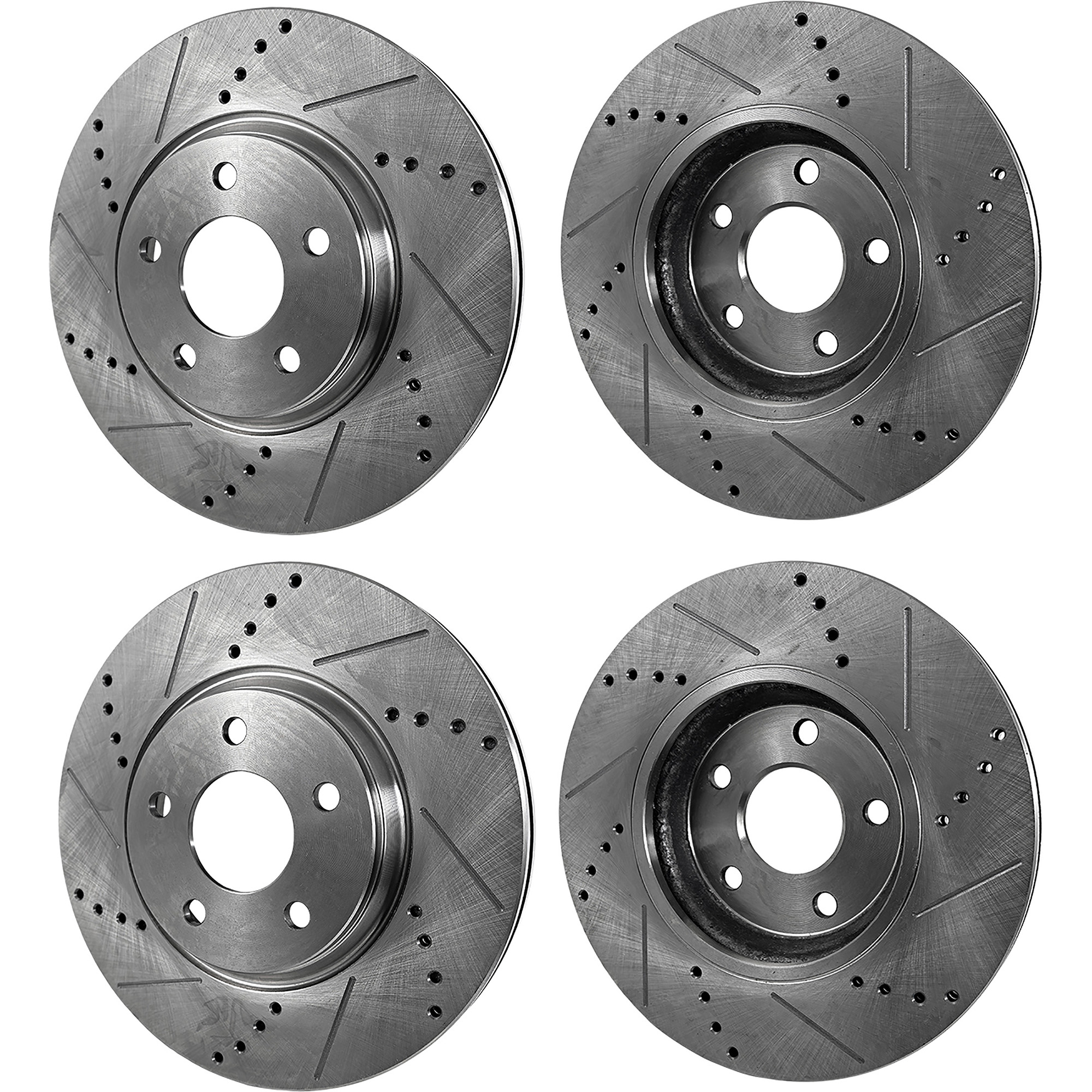 AM GS300-98-05 GS400-98-00 FRONT AND REAR BRAKE DISC RH AND LH 4 Wheel Set Cross drilled and Slotted SKU SET STPL27110060DRS4 OEM 1257-31118-31172-31478-44700-8