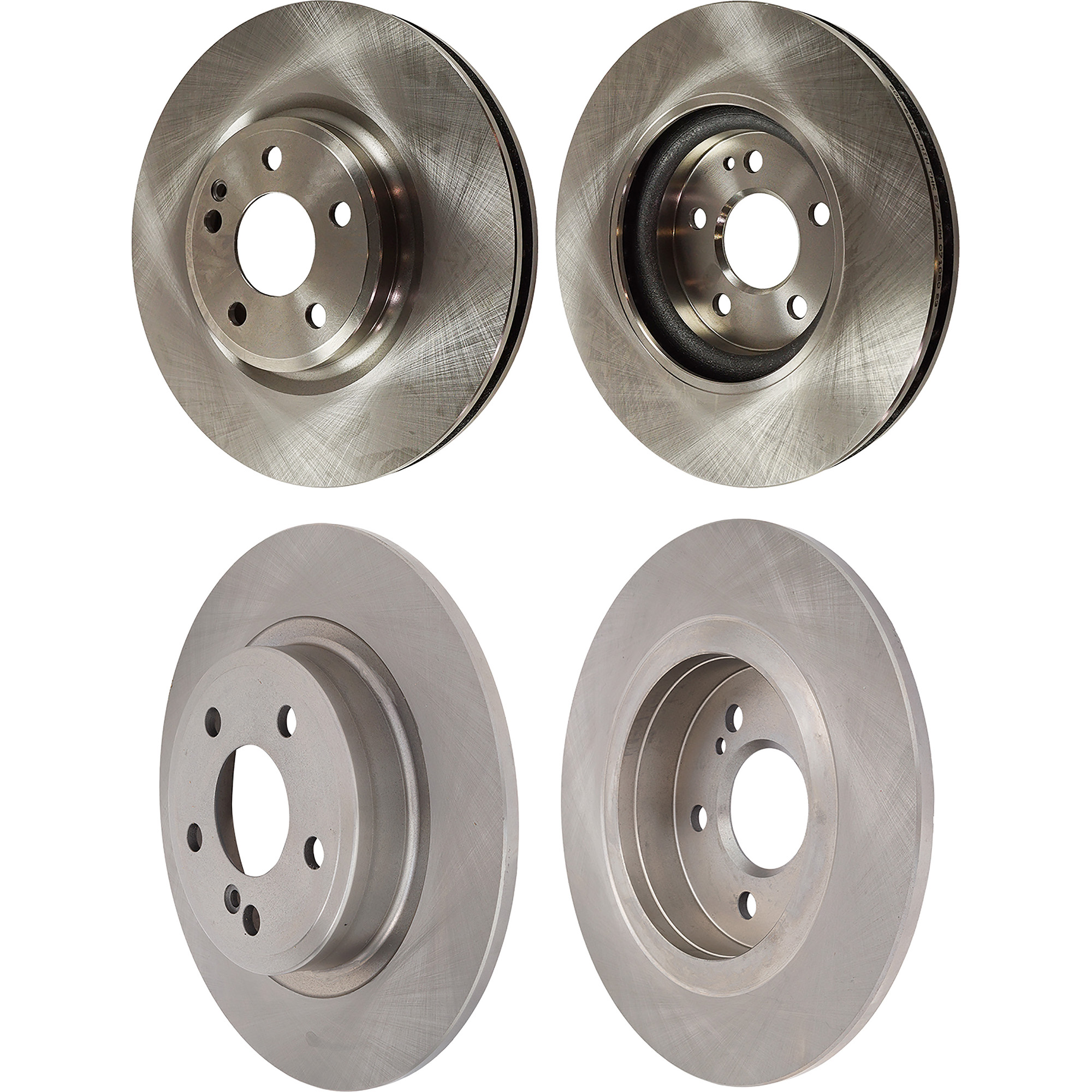 AM B250-13-19 CLA250-14-19 FRONT AND REAR BRAKE DISC RH AND LH Plain Surface Vented Front Solid Rear 5 Lugs 4 Wheel Set SKU SET STPM27110005-4 OEM 45885-850459-12135149-60063107