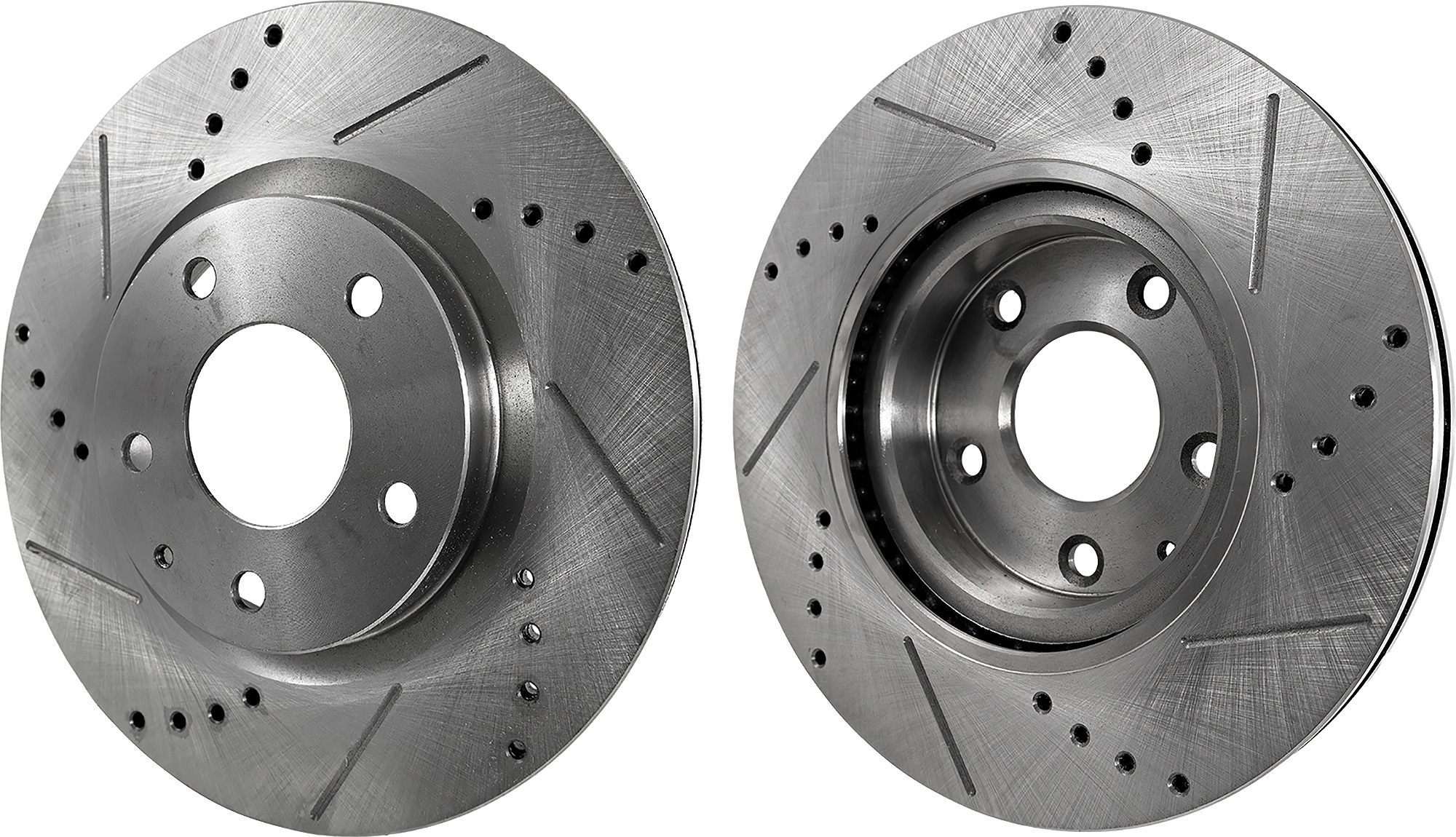 AM MAZDA 3-14-18 CX 3-16-21 FRONT BRAKE DISC RH AND LH Drilled and Slotted SKU SET STPM27110069DRS2 OEM 44789-850421-60080052-981421R