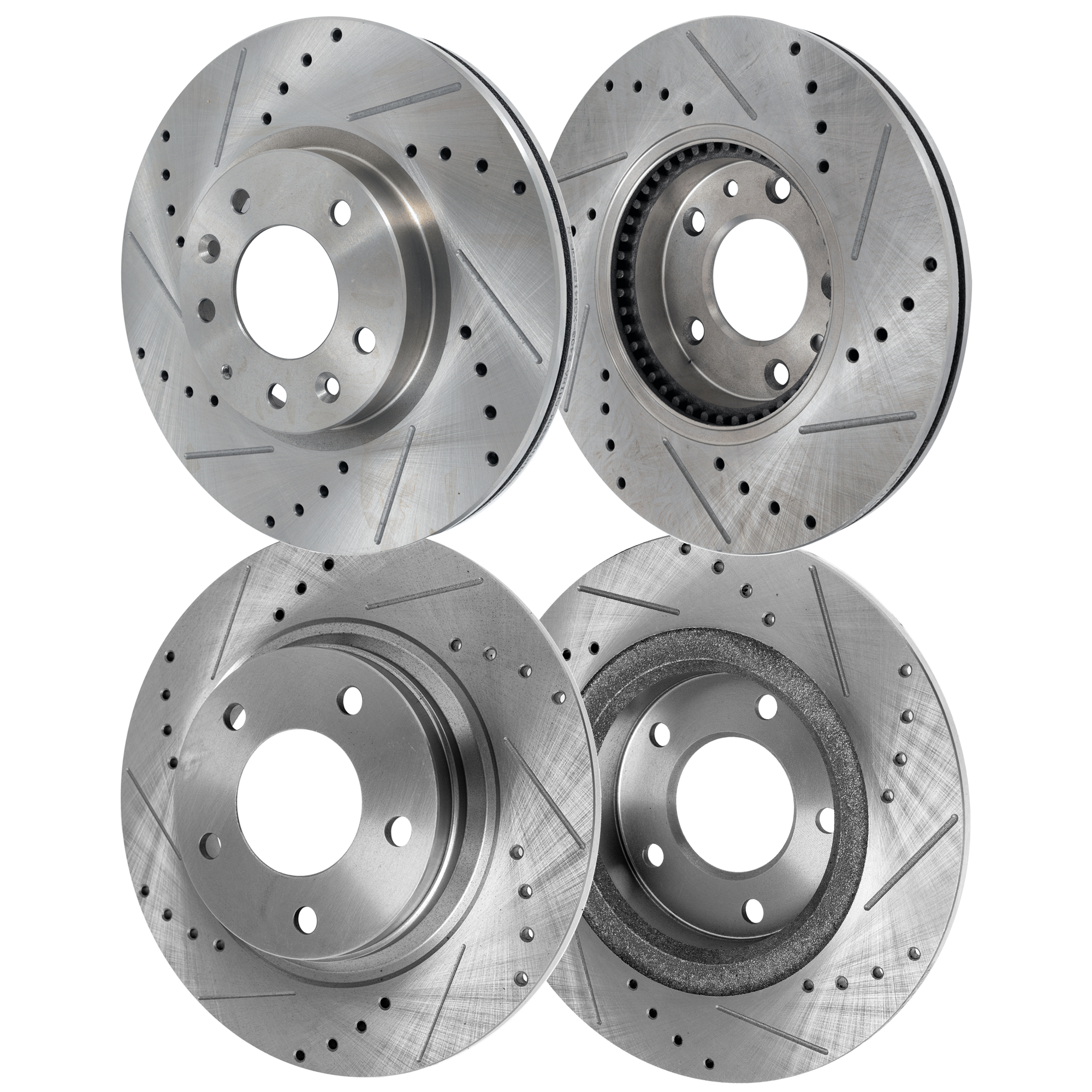 AM MILAN 06-11 FRONT AND REAR BRAKE DISC RH AND LH 4 Wheel Set Cross drilled and Slotted SKU SET STPM27110074DRS4 OEM 19325-31256-31325-42322-44614