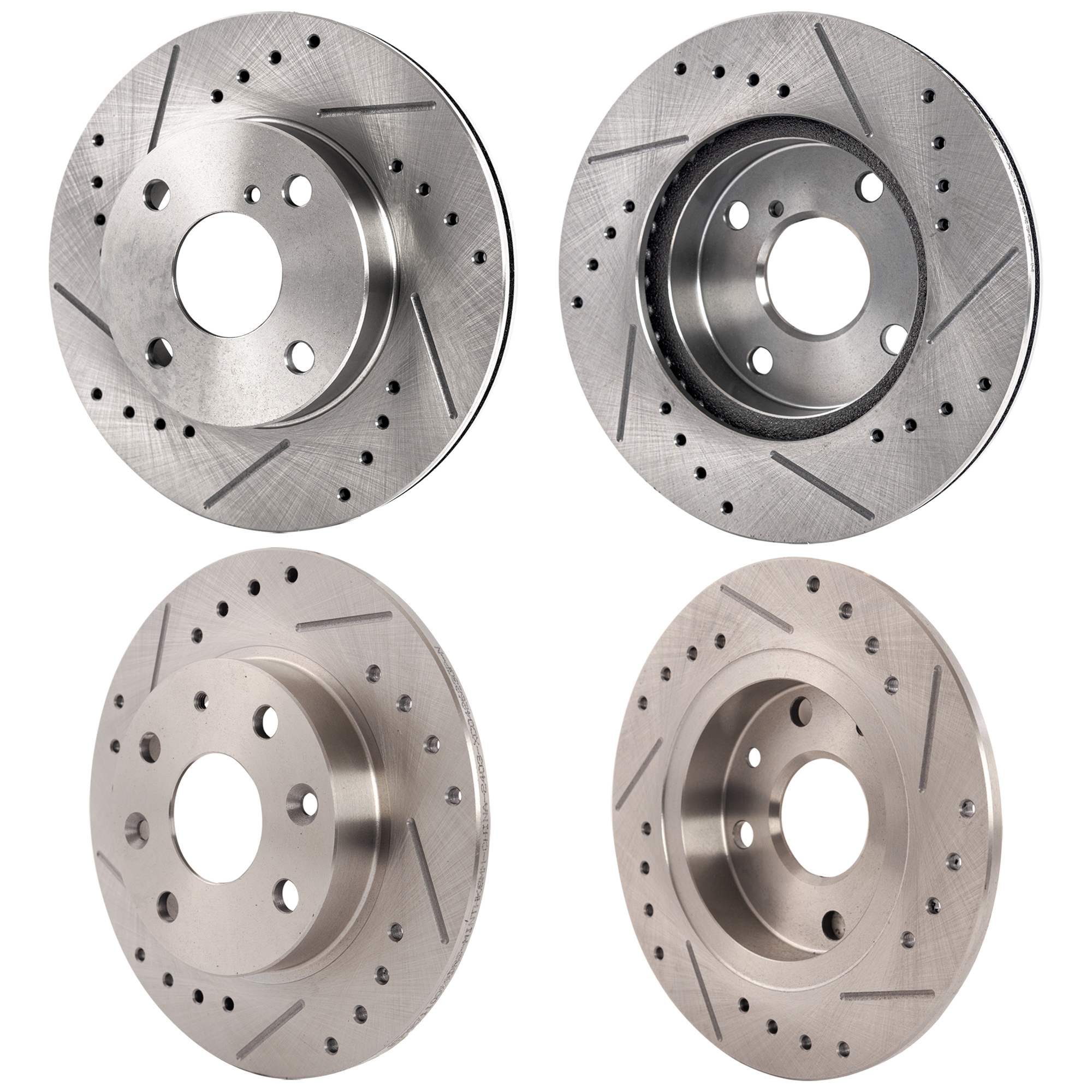 AM MIATA 90-93 FRONT AND REAR BRAKE DISC RH AND LH 4 Wheel Set Cross drilled and Slotted Vented 4 Lugs SKU SET STPM27110088DRS4 OEM 1051-25208-31100-86214-96214-1