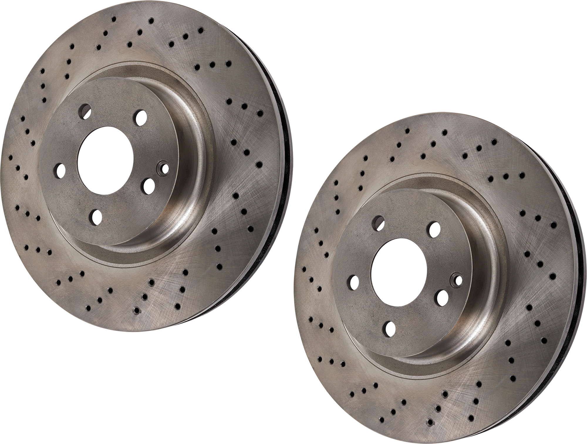 AM CL550-07-08 S550-07-11 FRONT BRAKE DISC RH AND LH 2 Wheel Set Cross drilled and Slotted Vented 5 Lugs SKU SET STPM271101272 OEM 45487-76602-92063079-221421061