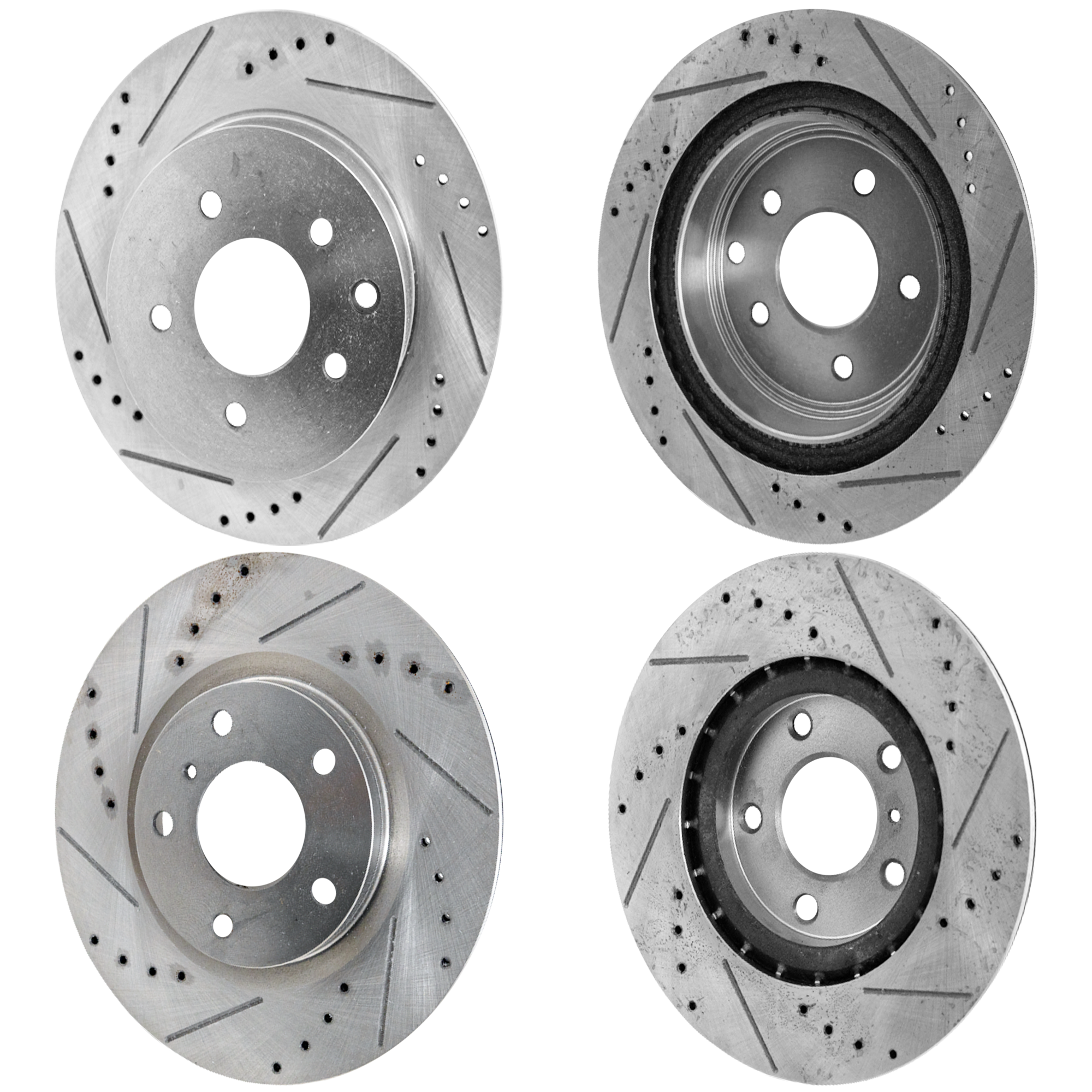 AM 350Z G35-03-05 FRONT AND REAR BRAKE DISC 4 Wheel Set Cross drilled and Slotted SKU SET STPN27110010DRS4 OEM 31349-900540-48880113-52126093
