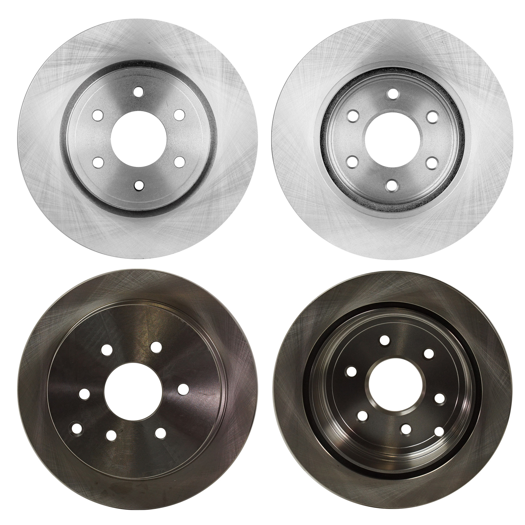 AM EQUATOR 09-12 FRONTIER 05-23 FRONT AND REAR BRAKE DISC Plain Surface Vented 6 Lugs 4 Wheel Set SKU SET STPN27110036-4 A OEM 43206EA010-40206EB300-40206EA0