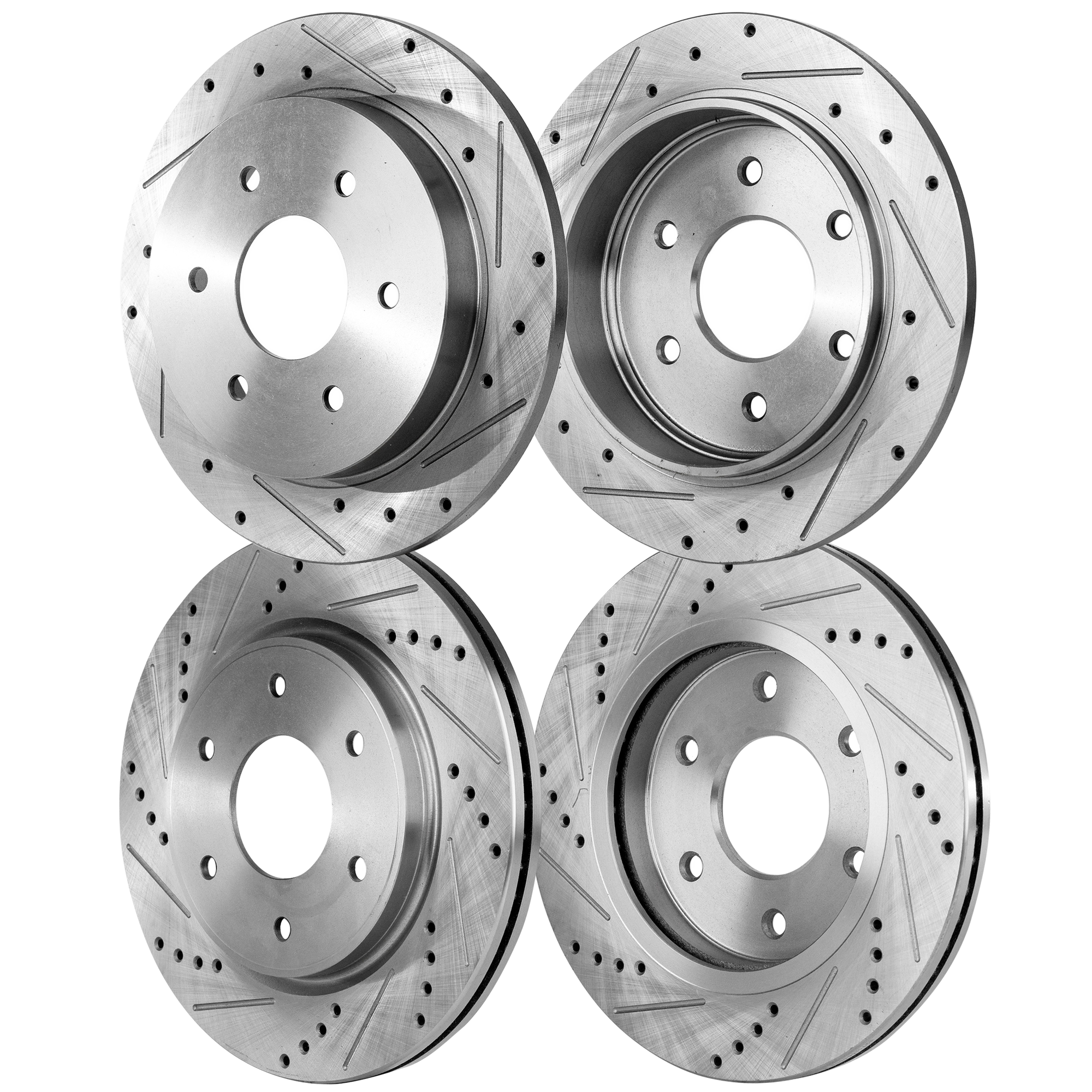 AM TITAN 05-07 FRONT AND REAR BRAKE DISC RH AND LH 4 Wheel Set Cross drilled and Slotted SKU SET STPN27110053DRS4 OEM 31329-145475-0833011-980198-48