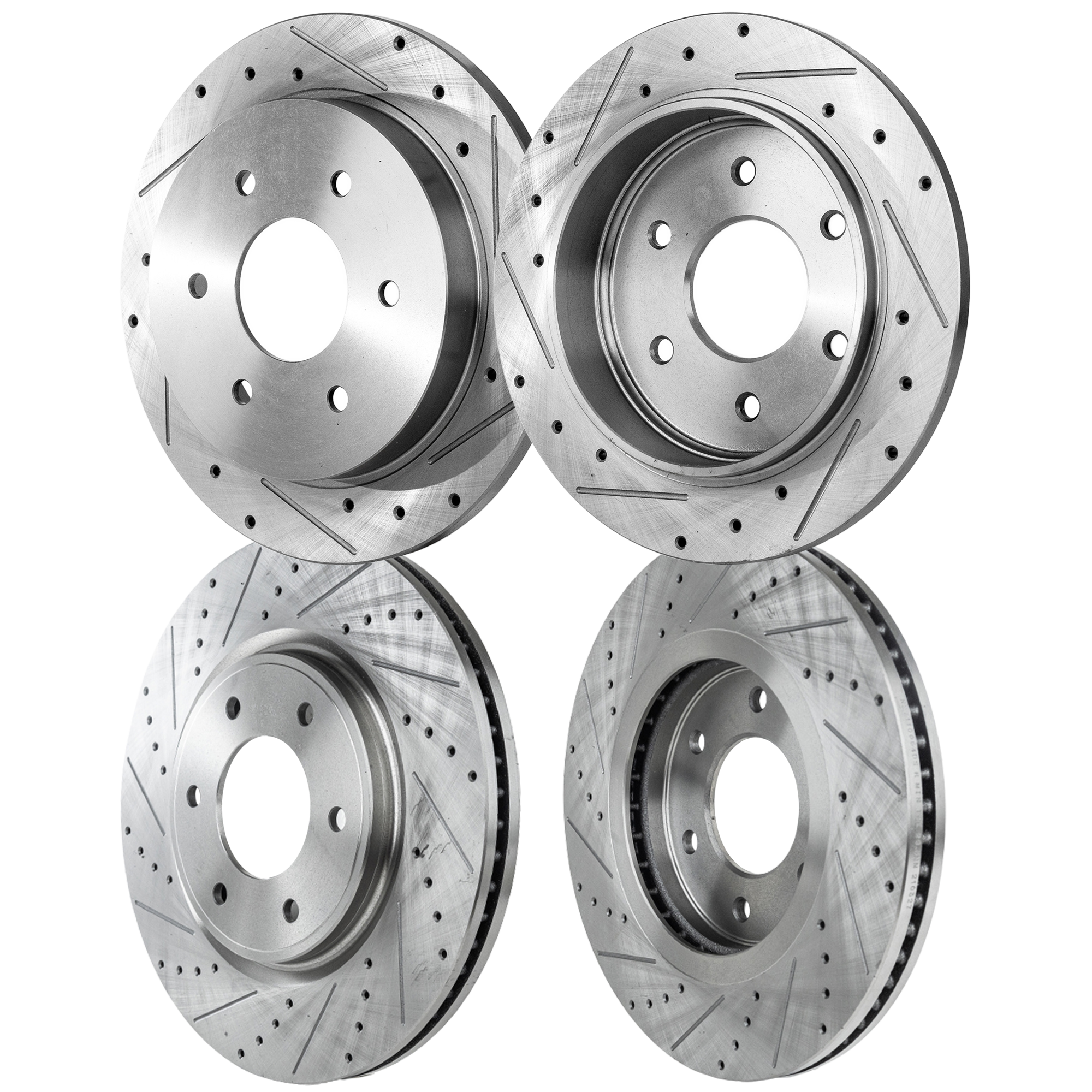 AM ARMADA 08-19 QX56-08-10 FRONT AND REAR BRAKE DISC RH AND LH 4 Wheel Set Cross drilled and Slotted SKU SET STPN27110054DRS4 OEM 31329-145475-0833011-980198-48