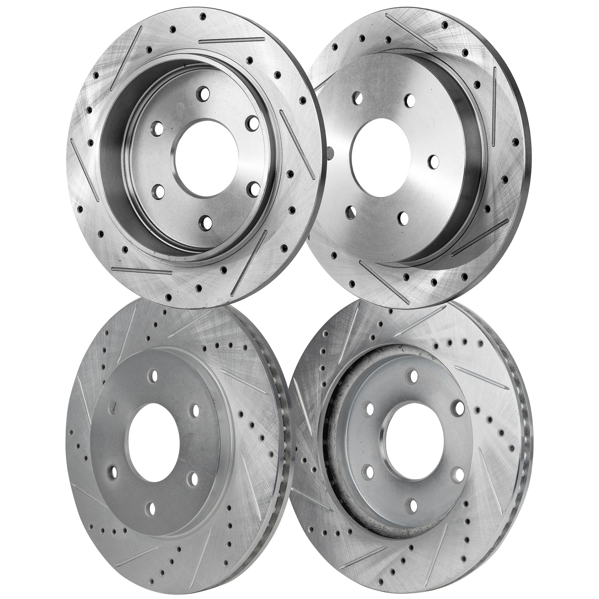 AM QX56 TITAN 04-05 FRONT AND REAR BRAKE DISC RH AND LH 4 Wheel Set Cross drilled and Slotted SKU SET STPN27110055DRS4 OEM 31328-145507-0833016-12142084