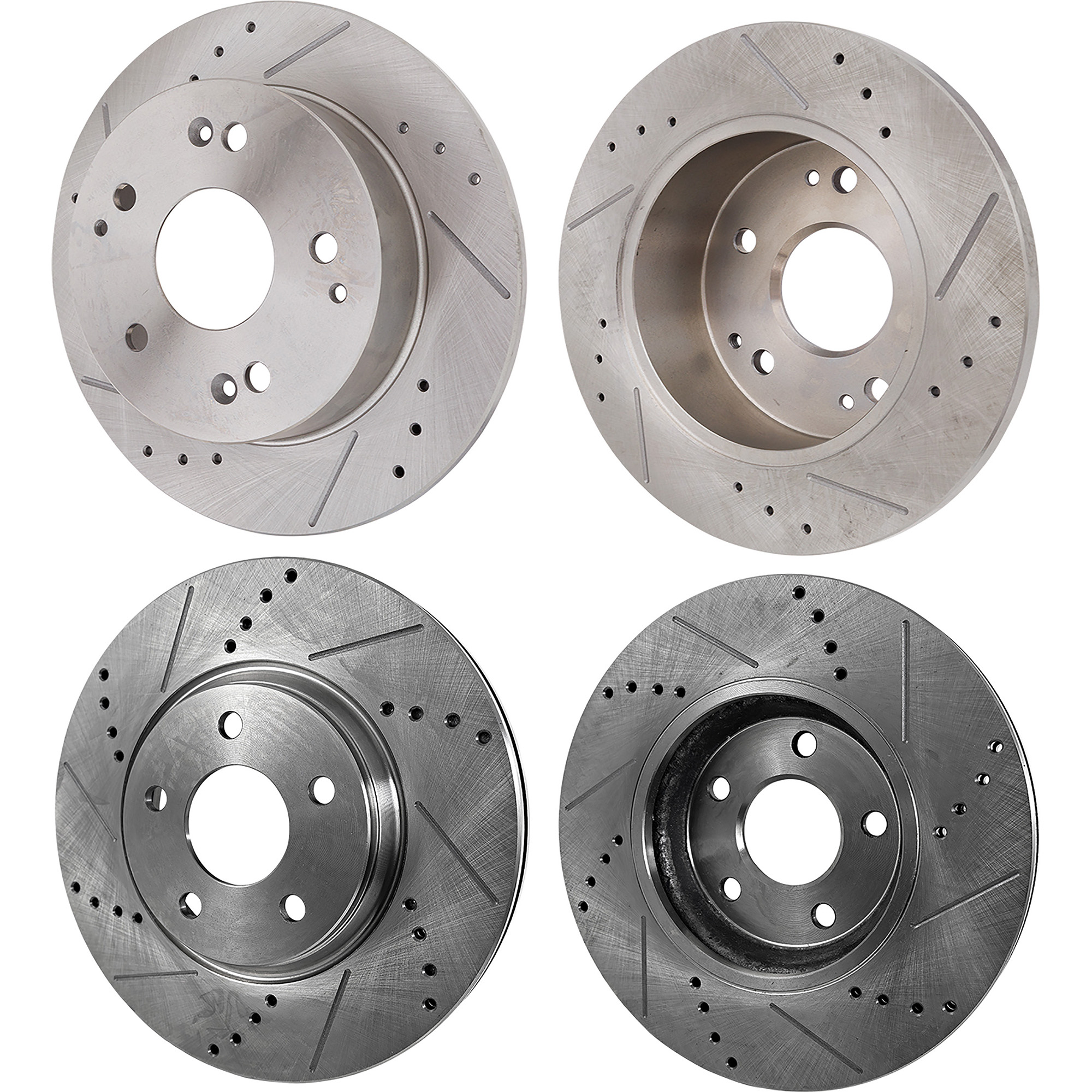 AM COROLLA 09-17 MATRIX 09-14 FRONT AND REAR BRAKE DISC 4 Wheel Set Cross drilled and Slotted SKU SET STPS27110053DRS4 OEM 31505-44622-145818-0833353-850