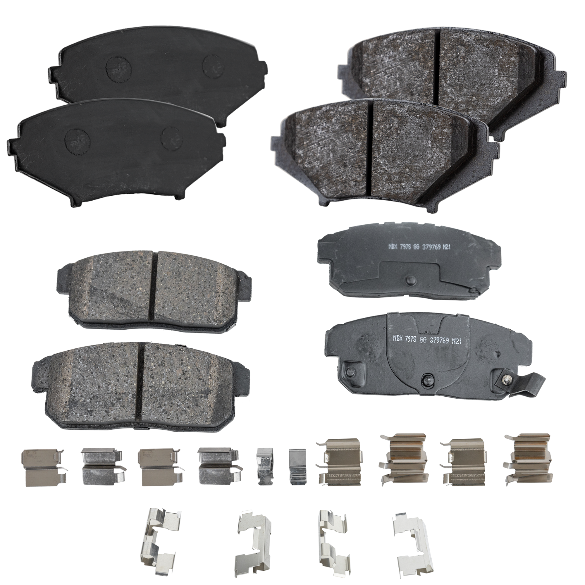 AM RX 8-07-11 FRONT AND REAR BRAKE PAD SET 4 Wheel Set SKU SET STPSSCP1009-4 OEM F1Y02648Z F1Y12643Z F1Y12648Z