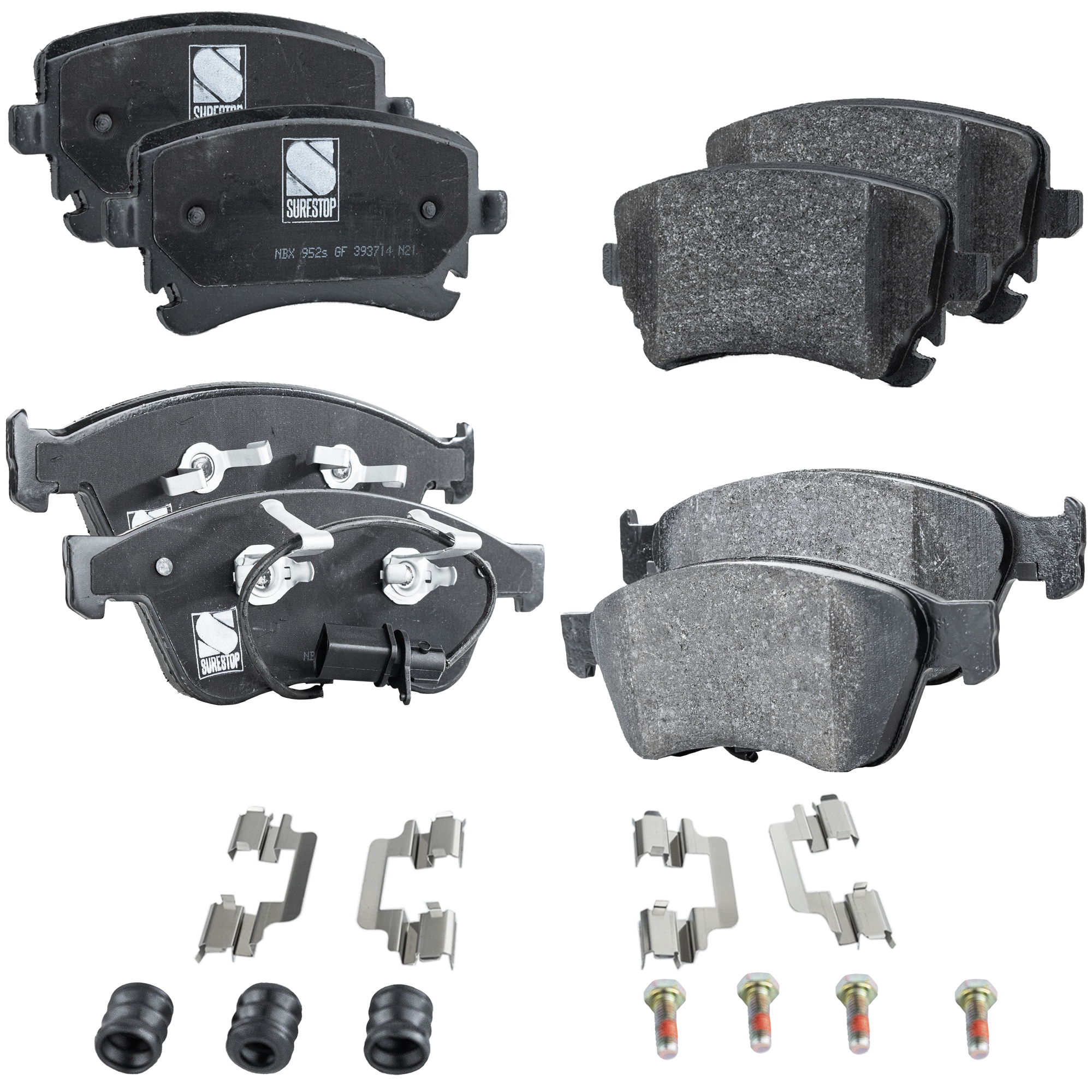 AM PHAETON 04-06 A8 QUATTRO 04-05 FRONT AND REAR BRAKE PAD SET 4 Wheel Set SKU SET STPSSCP1024-4 OEM 4E0698151-3D0698451A 4B3698451