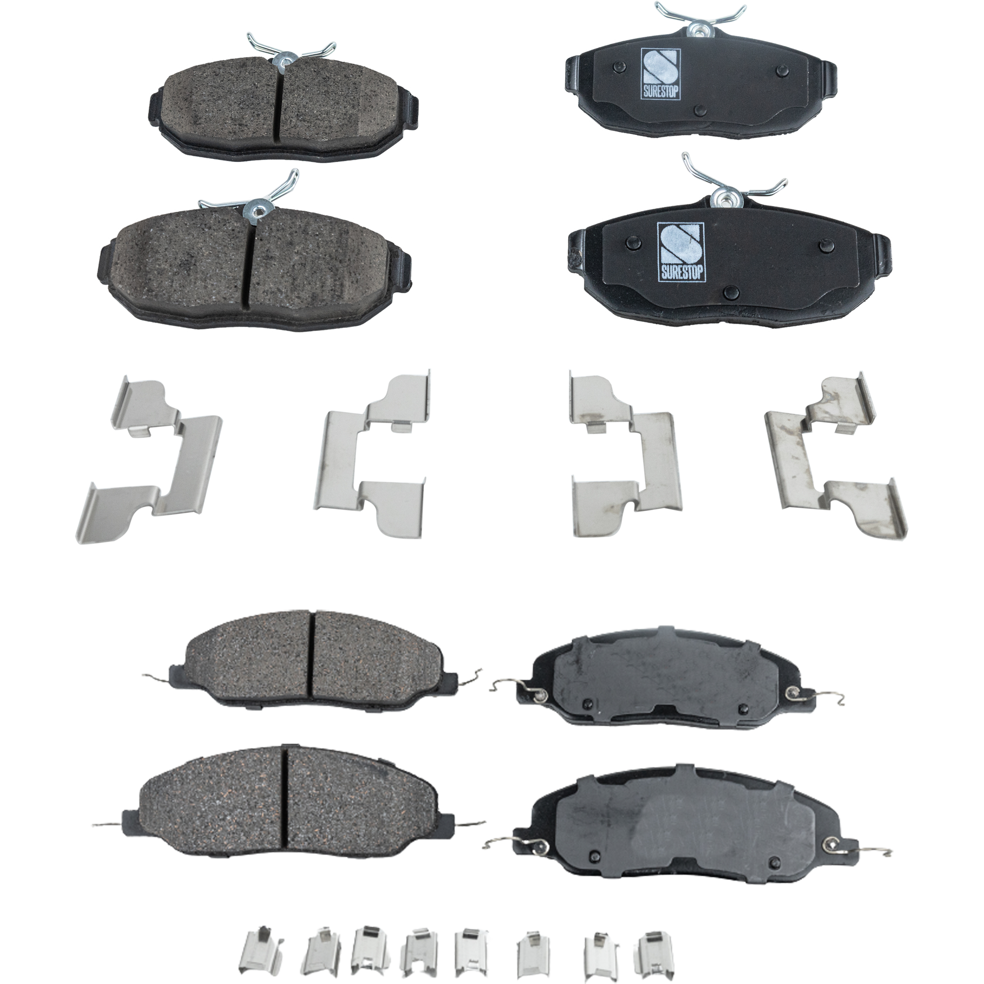 AM MUSTANG 10-14 FRONT AND REAR BRAKE PAD SET 4 Wheel Set SKU SET STPSSCP1081-4 OEM 4R3Z2001AA 4R3Z2001BA 6R3Z2001