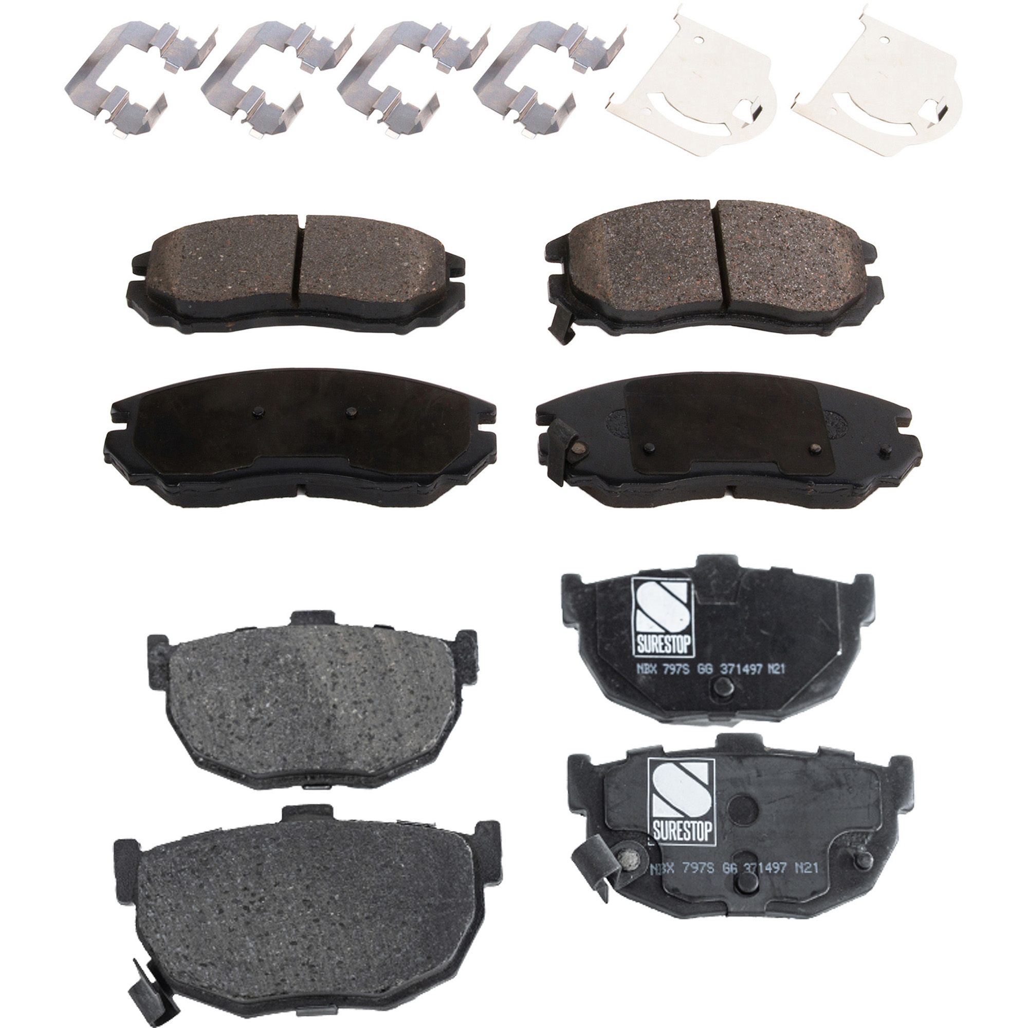 AM TIBURON 07-08 FRONT AND REAR BRAKE PAD SET 4 Wheel Set SKU SET STPSSCP1104-4 OEM 581012CA00-581012CA01-581012CA