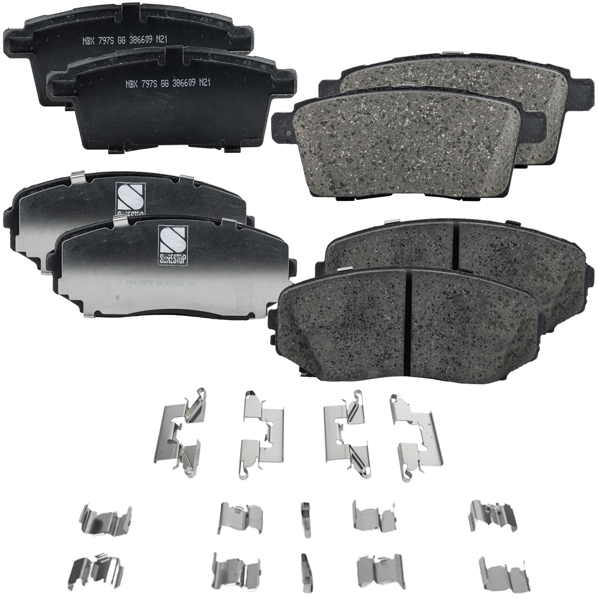 AM CX 7-07-12 CX 9-07-15 FRONT AND REAR BRAKE PAD SET 4 Wheel Set SKU SET STPSSCP1258-4 A OEM 7T4Z2001A BT4Z2001A BT4Z2001B